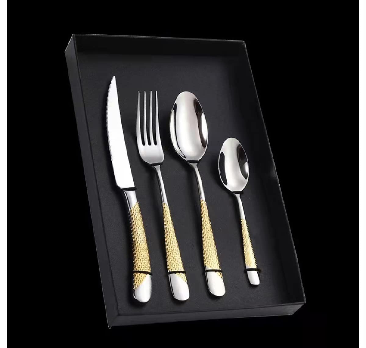 32-Piece Premium 18/10 Stainless Steel Flatware Set - Gold Silverware Cutlery Set for 8, Mirror Polished Utensils, Durable Dishwasher Safe Tableware for Elegant Dining, Wedding Gifts & Home Kitchen Use