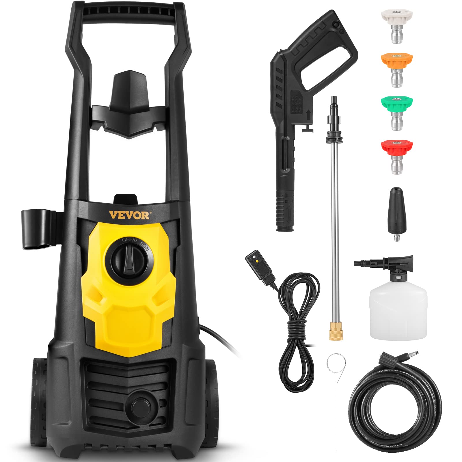 VEVOR 2000 PSI Electric Pressure Washer with 1.65 GPM, 30 ft Hose & Reel, 5 Quick Connect Nozzles & Foam Cannon - Portable Power Cleaner for Patio, Car, Fence, Driveway Cleaning - ETL Certified for Home & Commercial Use