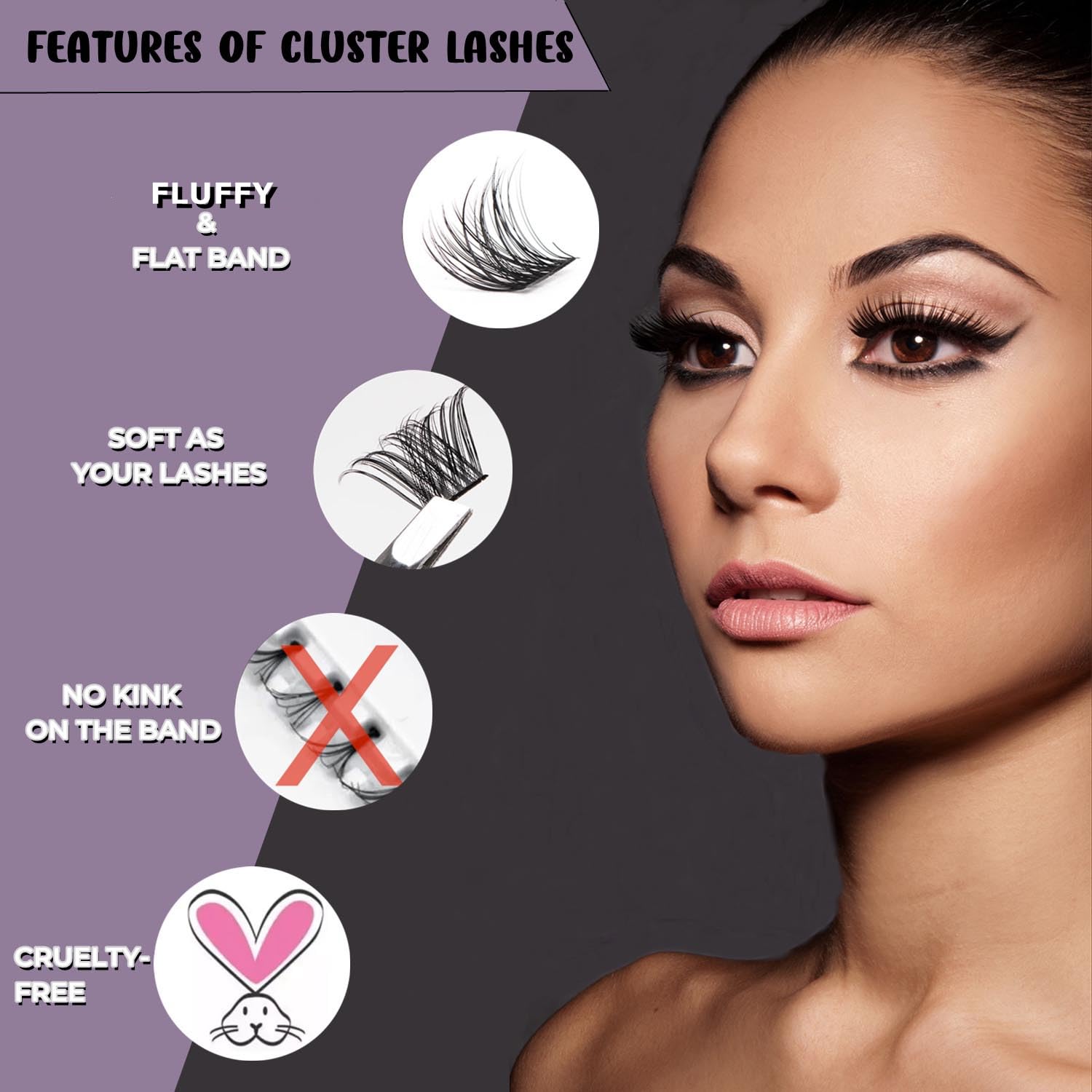 54 Pcs Reusable DIY Eyelash Extension Clusters with Tweezers - C/CC/D Curl, Wide Stem Thin Band, 10/12/14/15/16mm Length - Soft Comfortable False Lashes for Natural Look at Home or Party