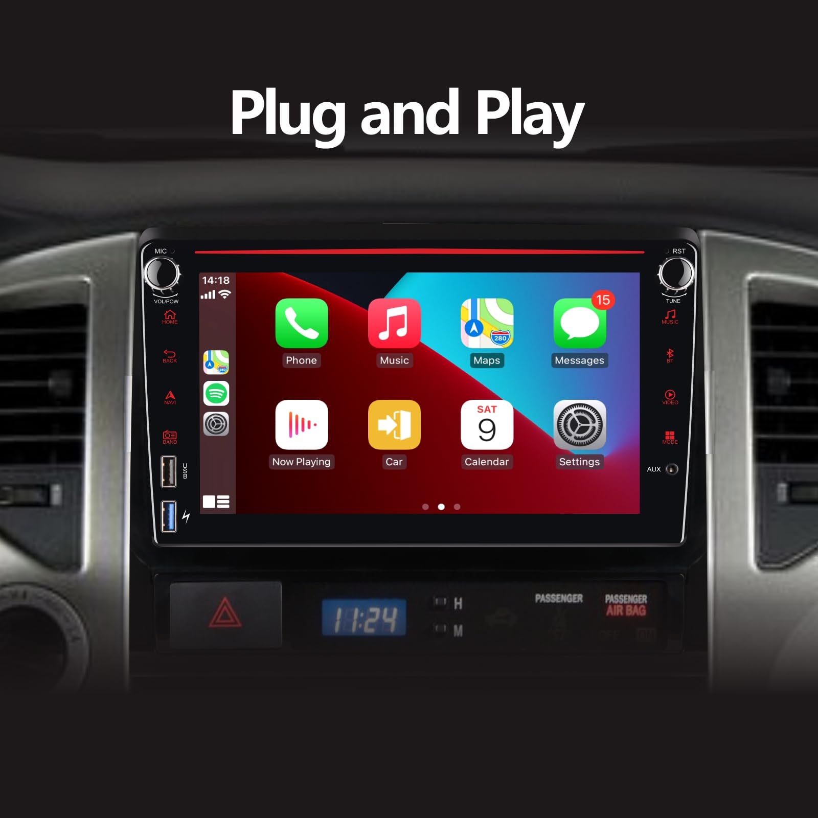 Upgraded YZKONG 8 Inch Touch Screen Car Stereo for Toyota Tacoma 2005-2015 - Wireless CarPlay & Android Auto, Bluetooth, Mirror Link, FM/AM, USB - Perfect for Road Trips & Daily Commuting