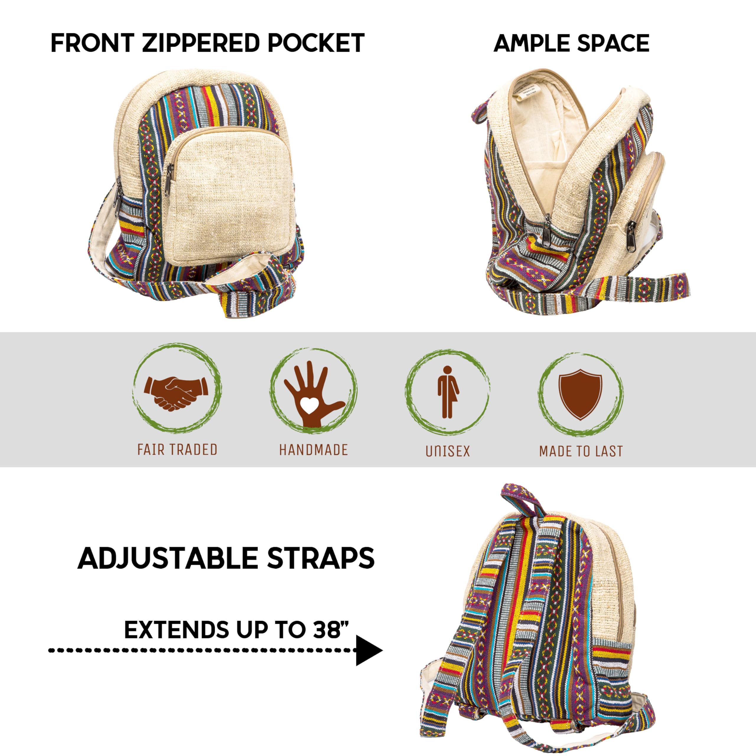 Lightweight Hemp Backpack Purse for Women - Casual Travel Daypack for Daily Use