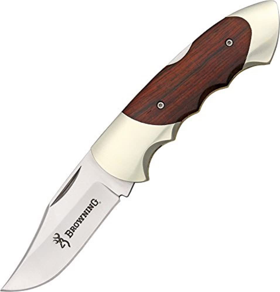 Browning Clip Point Hunting Knife with Walnut Handle - Durable Outdoor Knife for Camping, Hunting, and Survival