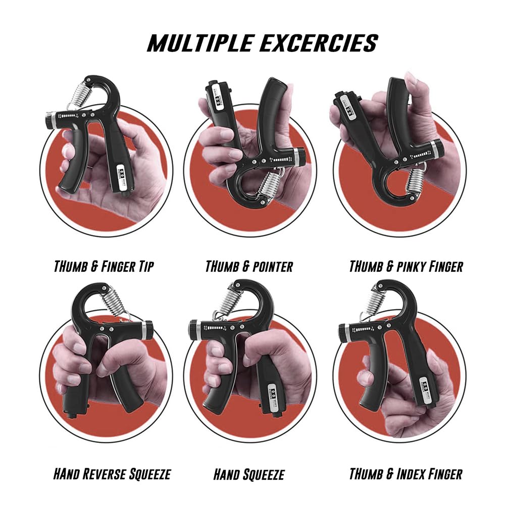 Grip Strengthener Kit 5-Pack - Gripster Forearm & Finger Strength Trainer - Hand & Wrist Exerciser for Enhanced Grip Power - Ideal for Rock Climbing, Guitar Playing, and Rehabilitation