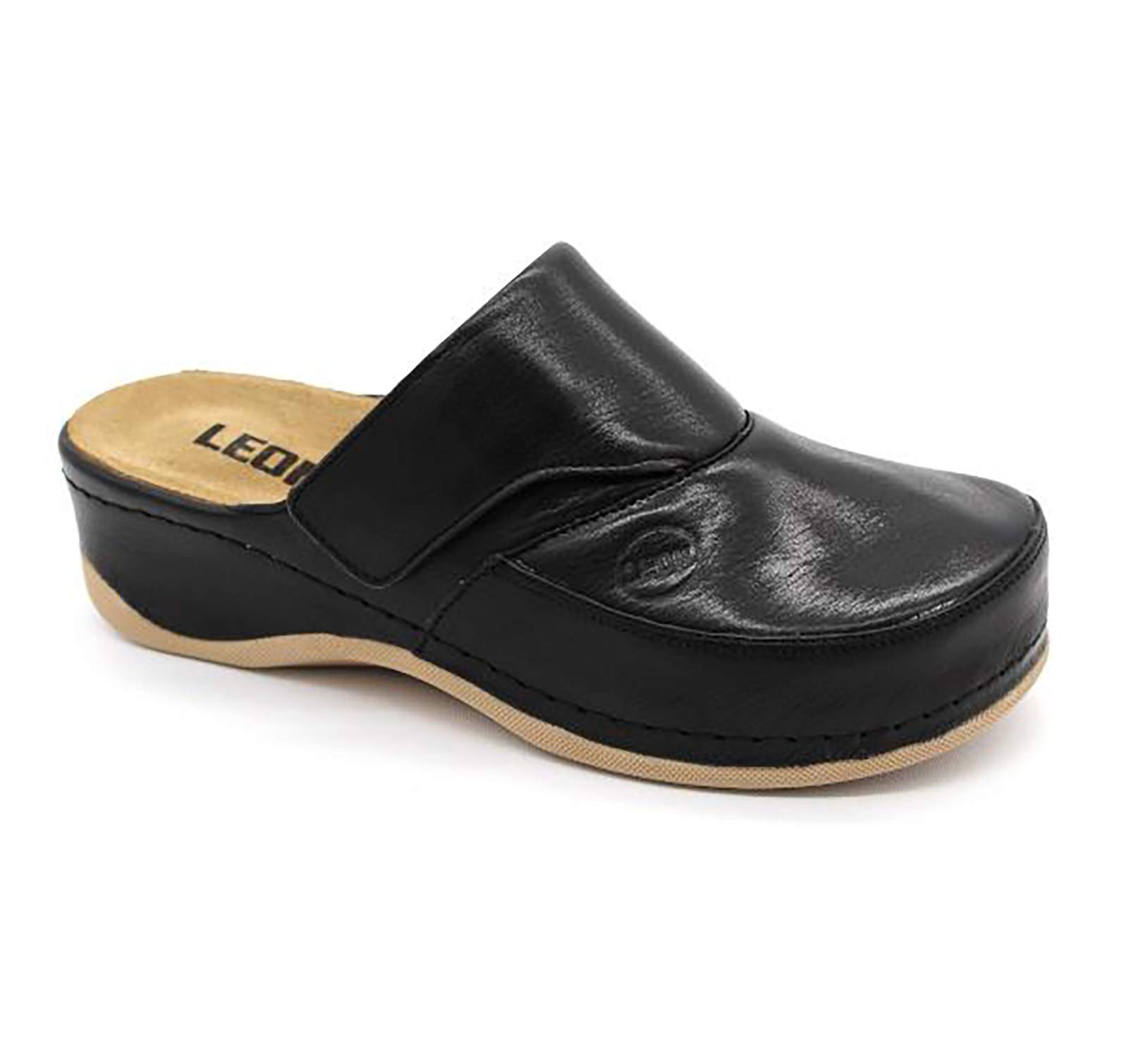LEON 2019 Genuine Leather Slip-On Women's Mule Clogs - Comfortable House Slippers for Indoor/Outdoor Wear - Perfect for Home, Office & Relaxation
