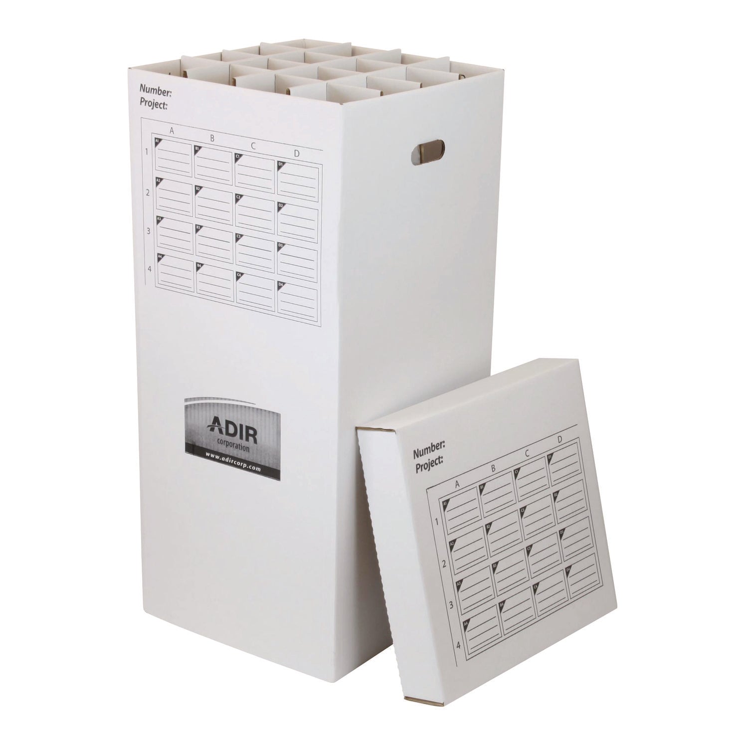 AdirOffice 16 Slot Blueprint File Storage Box - 16 Compartments Upright Organizer for Blueprints, Posters, Documents - 17.5