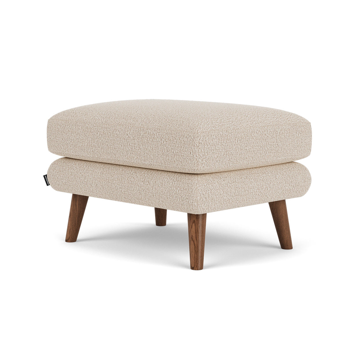 George Boucle Ottoman Stool - Round Tufted Footrest Pouf with Wooden Legs, Perfect for Living Room, Bedroom, or Nursery Decor