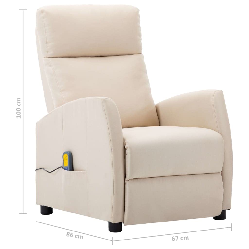 Premium Massage Recliner Chair with Adjustable Positions - Ergonomic Living Room & Bedroom Reclining Chair for Home Theater, Gaming & Relaxation - Soft Cream Fabric Upholstery - Perfect for Movie Nights, Gaming Sessions & Stress Relief