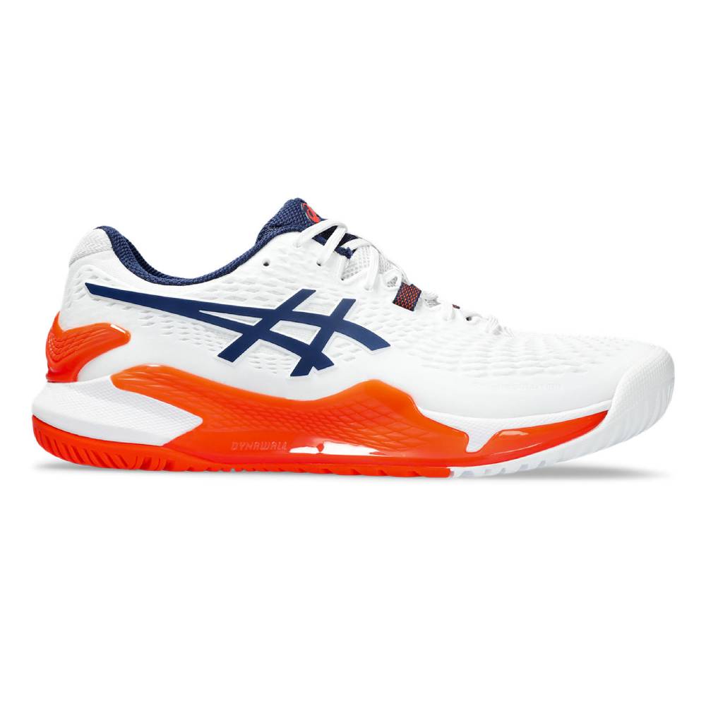 ASICS Gel Resolution 9 Men's Tennis Shoes - White/Blue/Orange - High-Performance Court Shoes for Competitive Play & Training - Perfect for Hard Court Tennis Matches & Gym Workouts