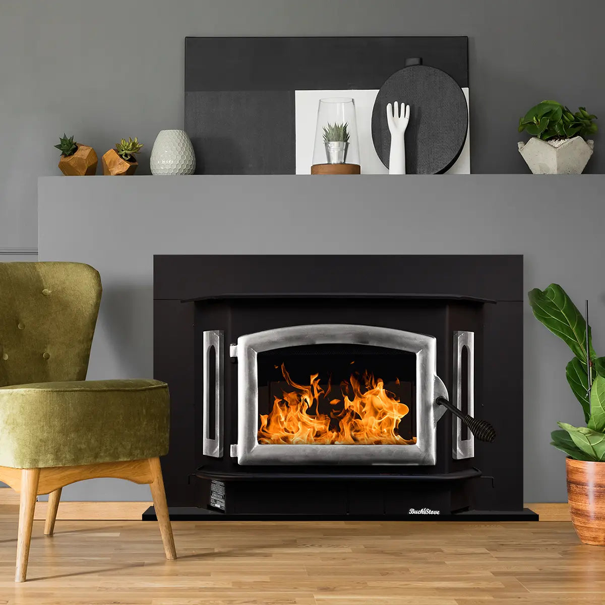Buck Stove Model 81 Non-Catalytic Wood Burning Fireplace Insert with Heat-Activated Blower - Efficient Home Heating for Living Rooms & Cabins