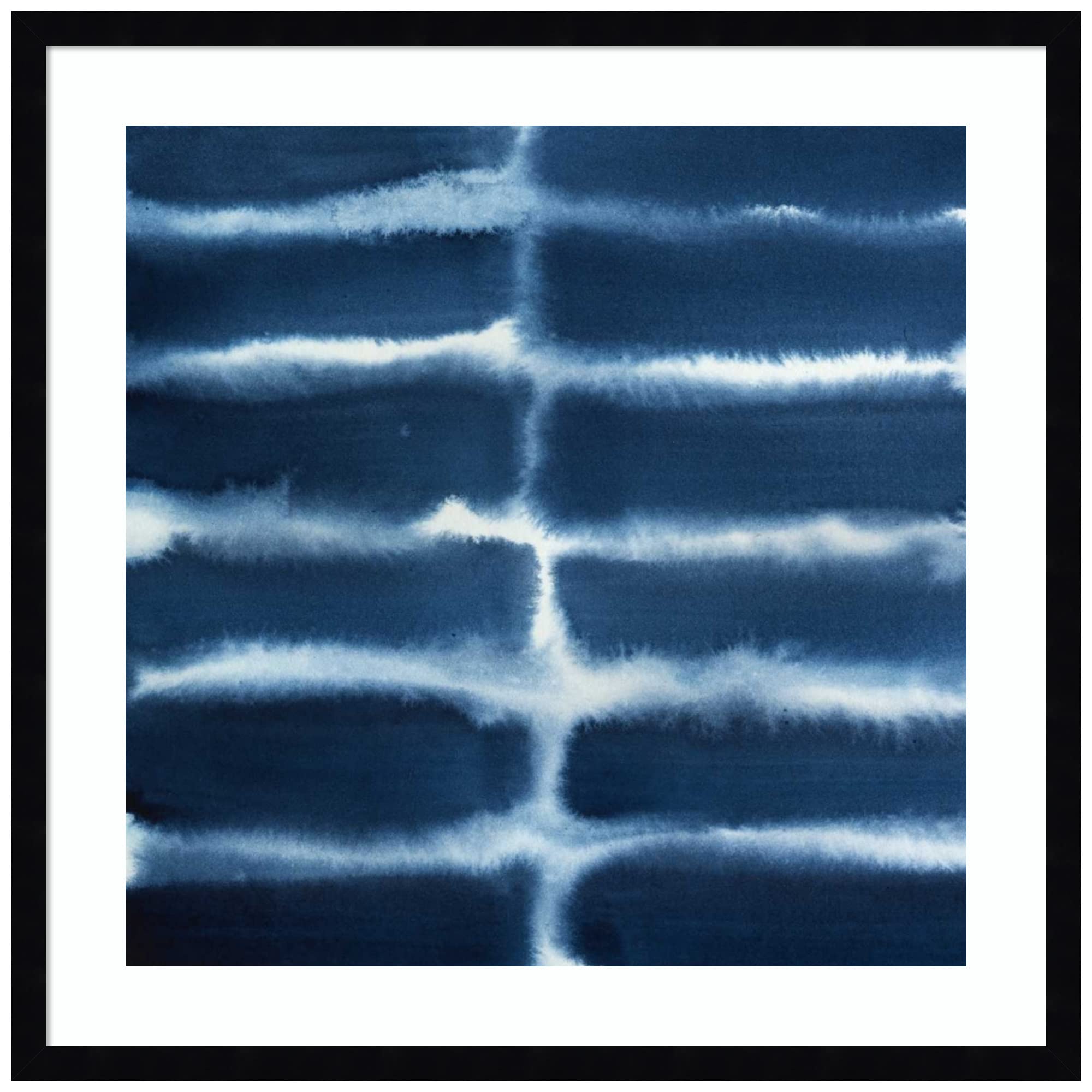Grace Popp Indigo Bleed V Abstract Framed Wall Art Print 25x25 - Modern Contemporary Decor, Medium Poster Painting for Living Room, Bedroom, Office - Perfect for Home & Office Decor, Gift Idea for Art Lovers