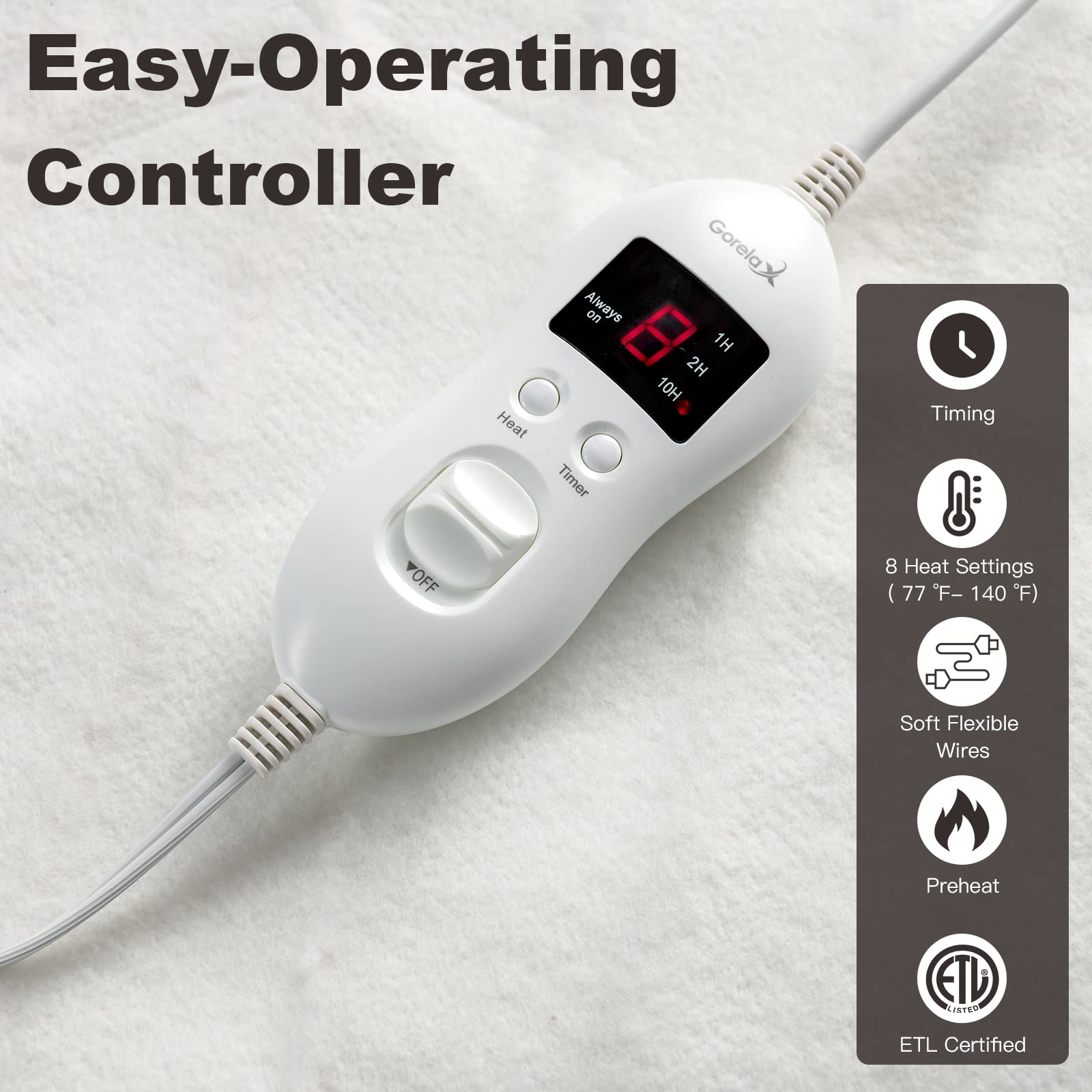 Giantex Queen Size Electric Heated Mattress Pad - 8 Heating Zones with Dual LED Temperature Controller, 4 Timer Settings - Perfect for Winter Warmth, Bed Warmer for Cold Nights & Cozy Sleep
