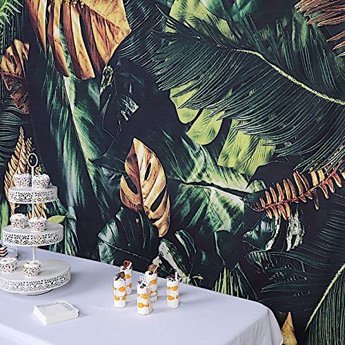 8 ft Vinyl Photography Backdrop Tropical Forest Leaves Printed - Wedding, Baby Shower, Birthday Party Decorations, Photo Booth Background
