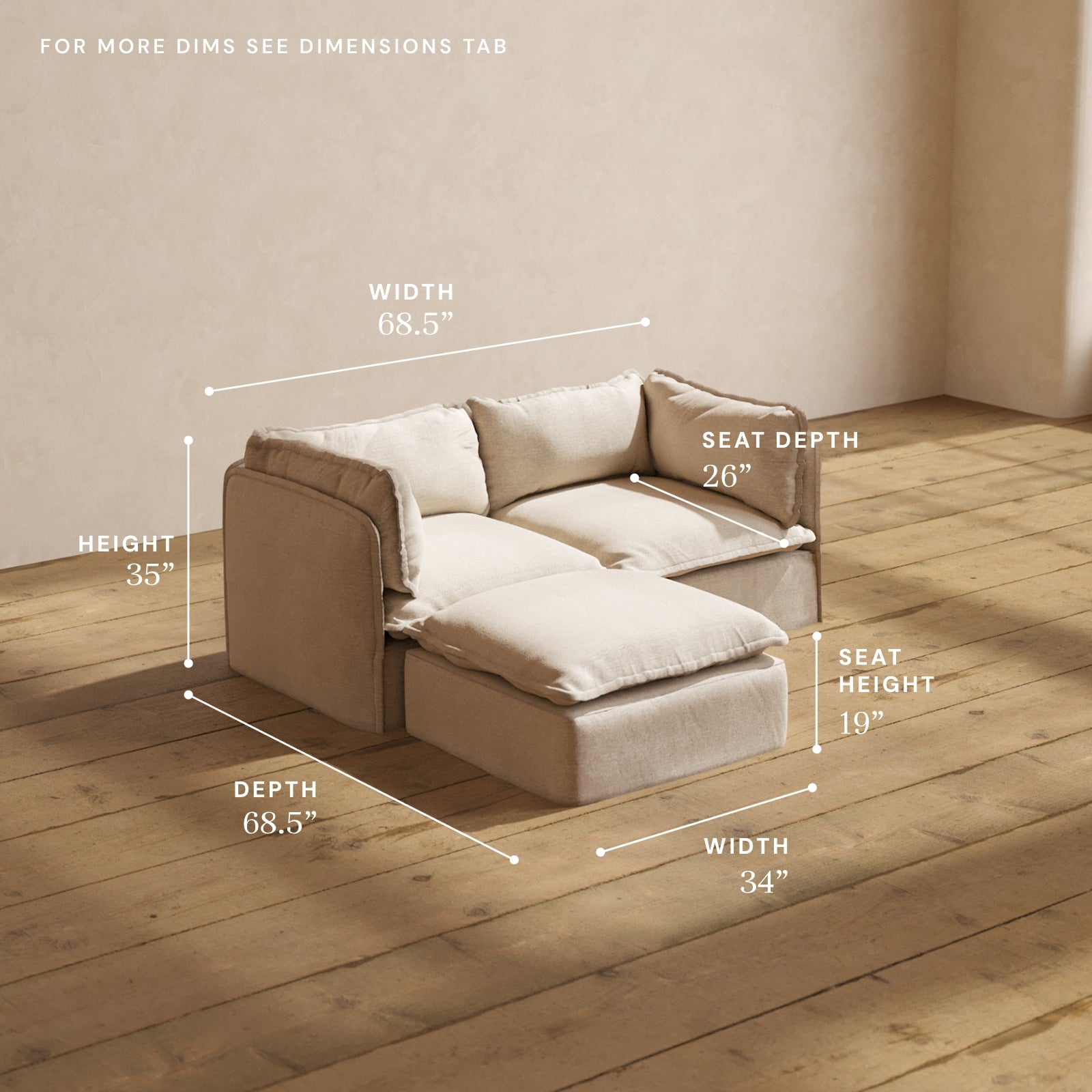 Premium Modular Performance 2-Seater Sectional Sofa in Soft Oat Fabric | Luxe Blend for Modern Living Rooms & Cozy Spaces | Perfect for Small Apartments, Studios & Entertainment Areas