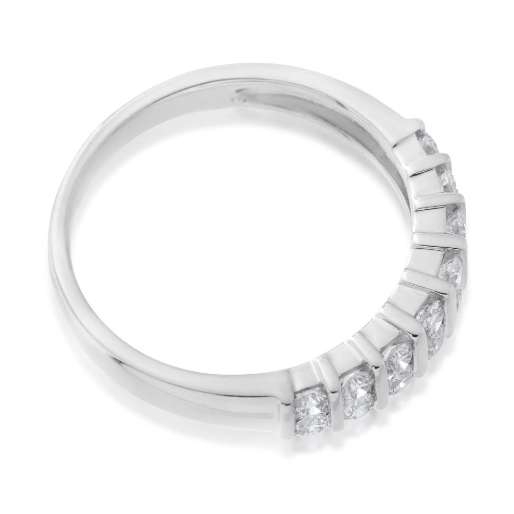 9ct White Gold 1/2 Carat Double Row Channel Set Diamond Ring for Women - Elegant Wedding, Engagement & Anniversary Jewelry Gift
