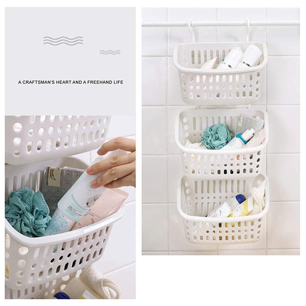 Multifunctional Plastic Wall Hanging Storage Basket - White Laundry Organizer for Clothes, Toys, Books & Cosmetics | Perfect for Bedroom, Bathroom & Kids Room Organization
