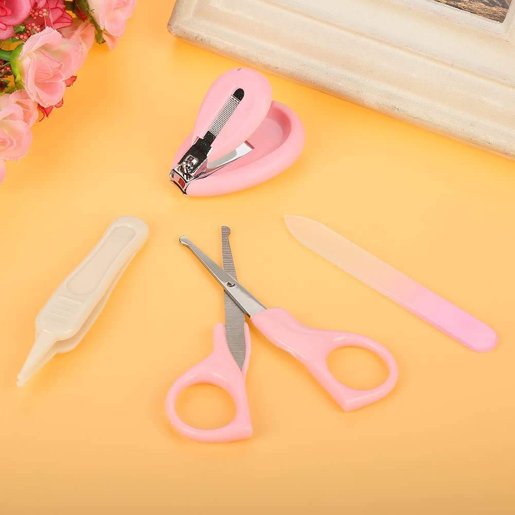 Baby Nail Care Kit 4-in-1 - Safe Nail Clippers, Scissors, File & Tweezers for Newborns, Infants & Toddlers | Gentle Manicure & Pedicure Set (Pink) | Perfect for Home Baby Care & Travel Essentials
