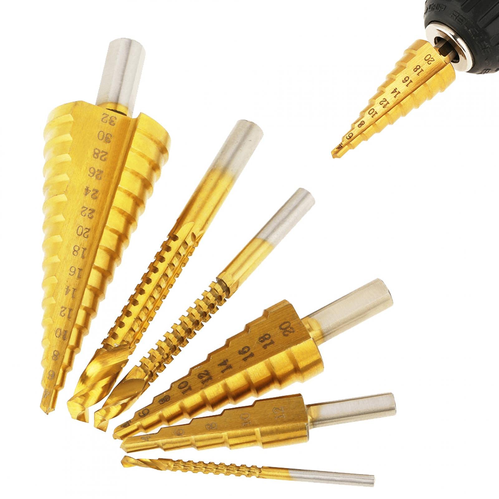 High-Speed Steel (HSS) Woodworking Drill Bit Set - 6pc Premium Hardened Drill Bits for Thin Steel, Aluminum, Copper & PVC Plates - Perfect for Wood Pull Grooving & Precision DIY Projects
