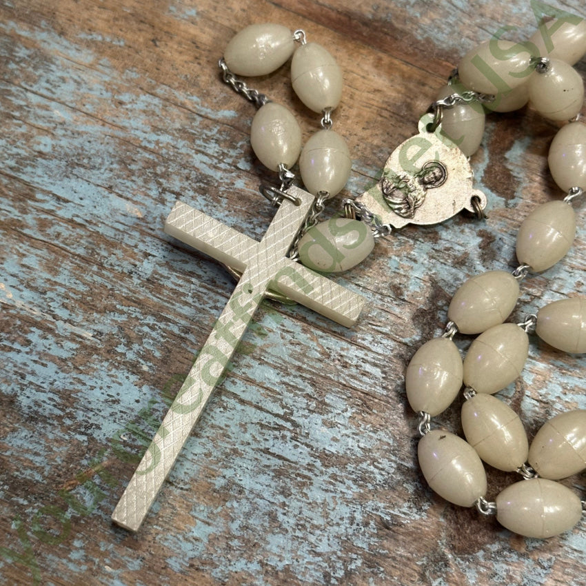 Vintage Glow in the Dark Rosary - Luminous Catholic Prayer Beads for Nighttime Devotion & Spiritual Comfort