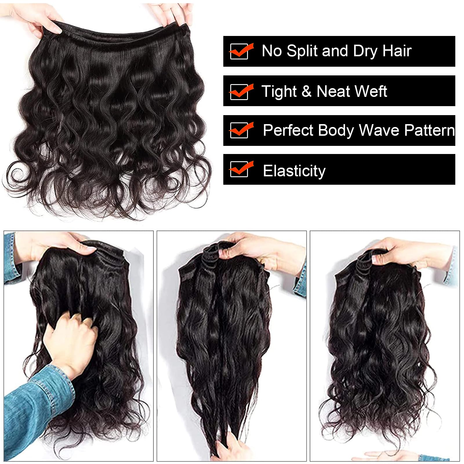 20 22 24 26 Inch 12A Grade 100% Unprocessed Brazilian Virgin Human Hair Weave Bundles - Body Wave 4 Bundles Human Hair Extensions for Black Women, Double Weft Natural Color | Perfect for Styling, Braiding, and Everyday Wear
