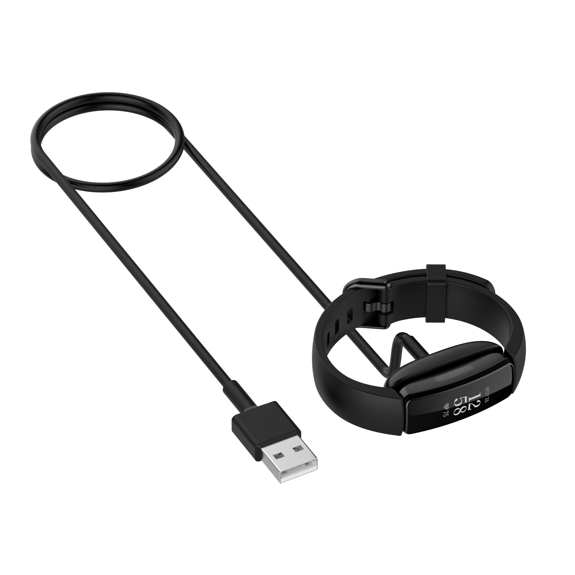 Fitbit Inspire 2 & Inspire 2 HR Replacement Charger - 3.3ft USB Charging Cable with Data Sync for Inspire 2 HR/ACE 3 Fitness Tracker (100cm, Black) - Perfect for Home, Office & Travel Use