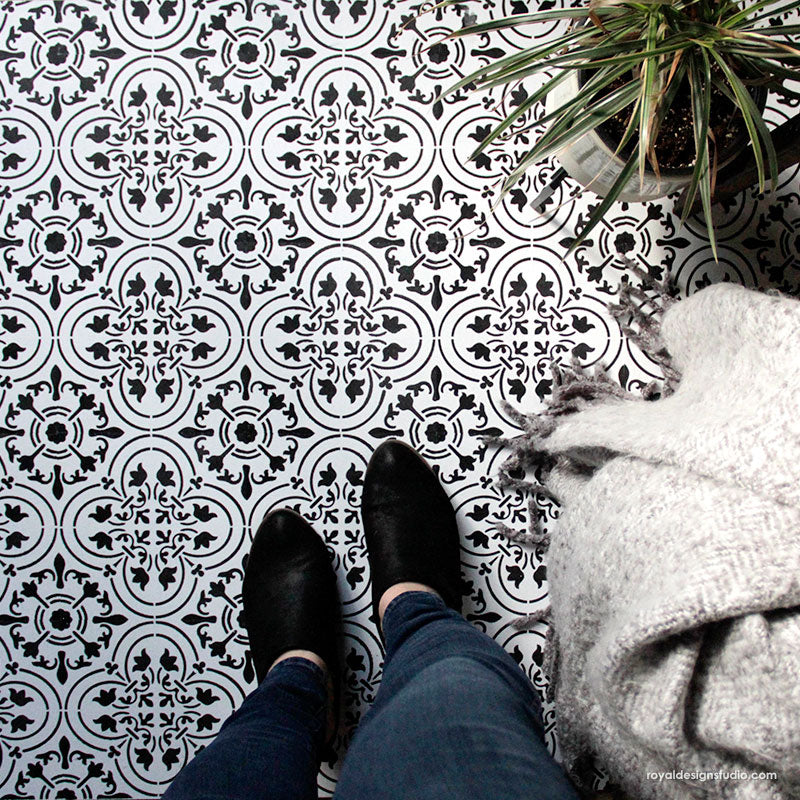 Palladium Tile Stencil - Reusable DIY Floor & Wall Stencil for Geometric Patterns - Perfect for Home Decor, Bathroom, Kitchen & Backsplash Projects