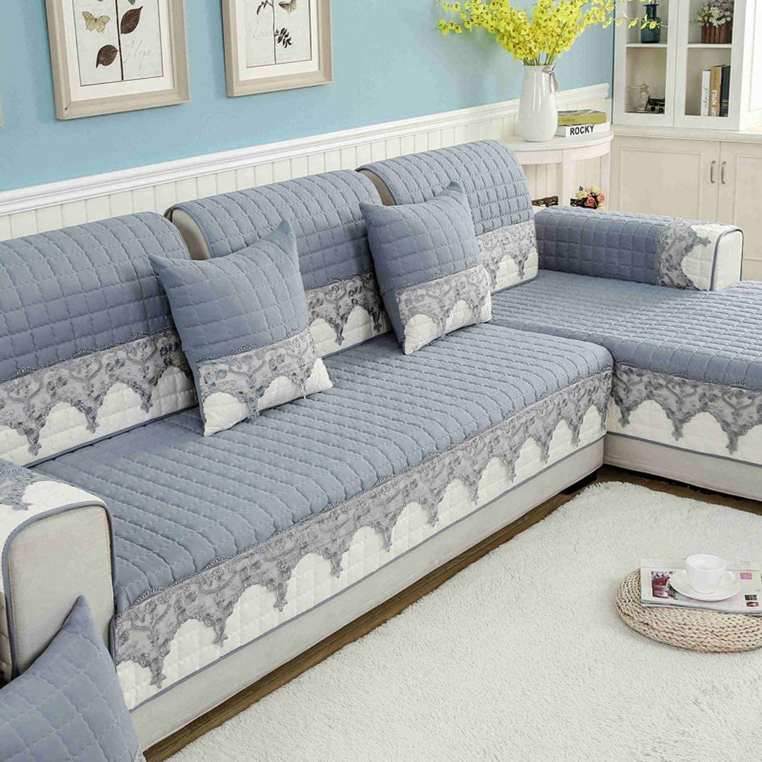 Quilted Anti-Slip Sofa Cover for Pets - Reversible Stretchable Couch Slipcover for Sectional, L-Shaped & Leather Couches - Perfect for Pet Owners, Living Room Protection (Dogs & Cats) - Home Decor & Furniture Protection