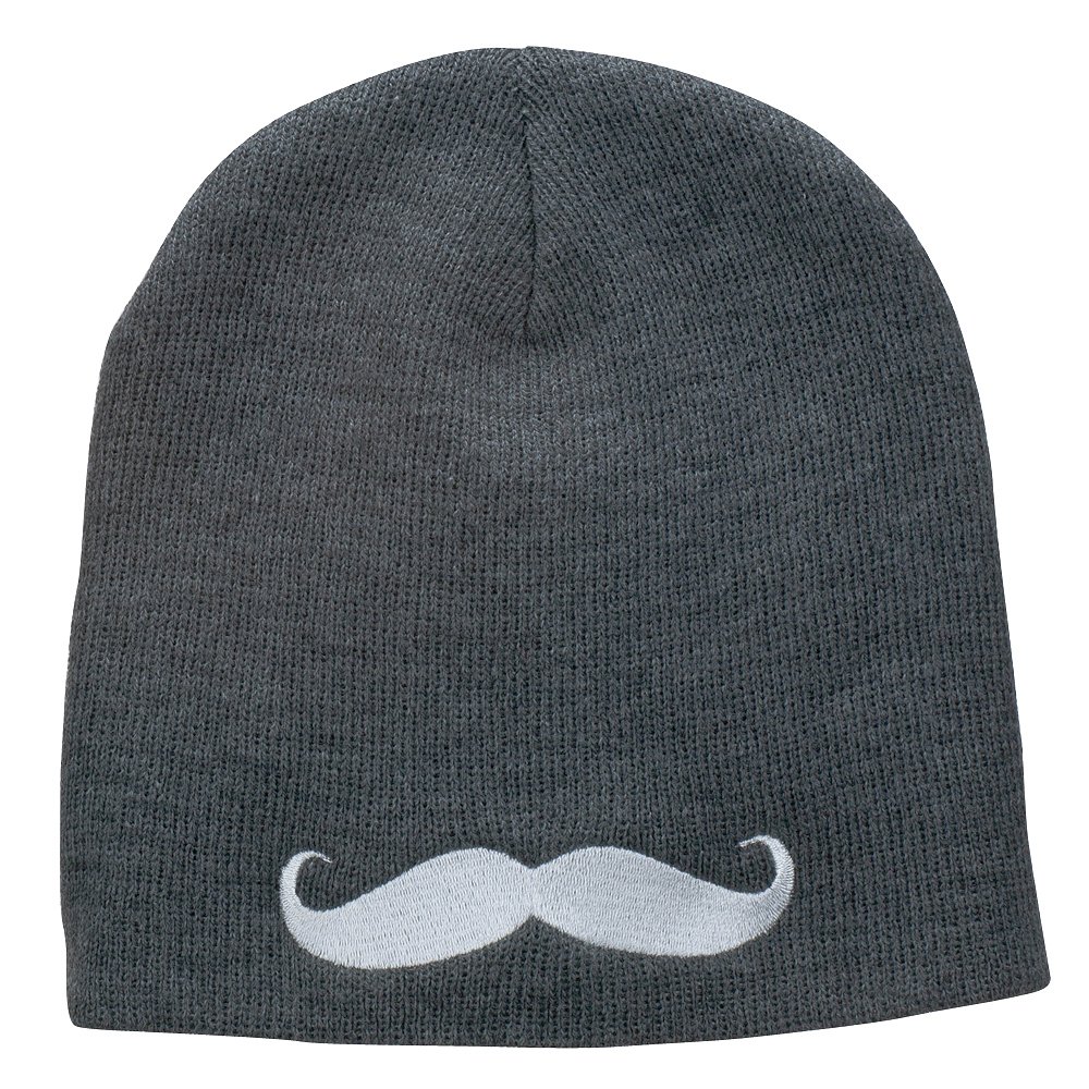 e4Hats.com Mustache Embroidered Short Beanie - Stylish Winter Hat for Men & Women - Perfect for Skiing, Snowboarding & Outdoor Activities