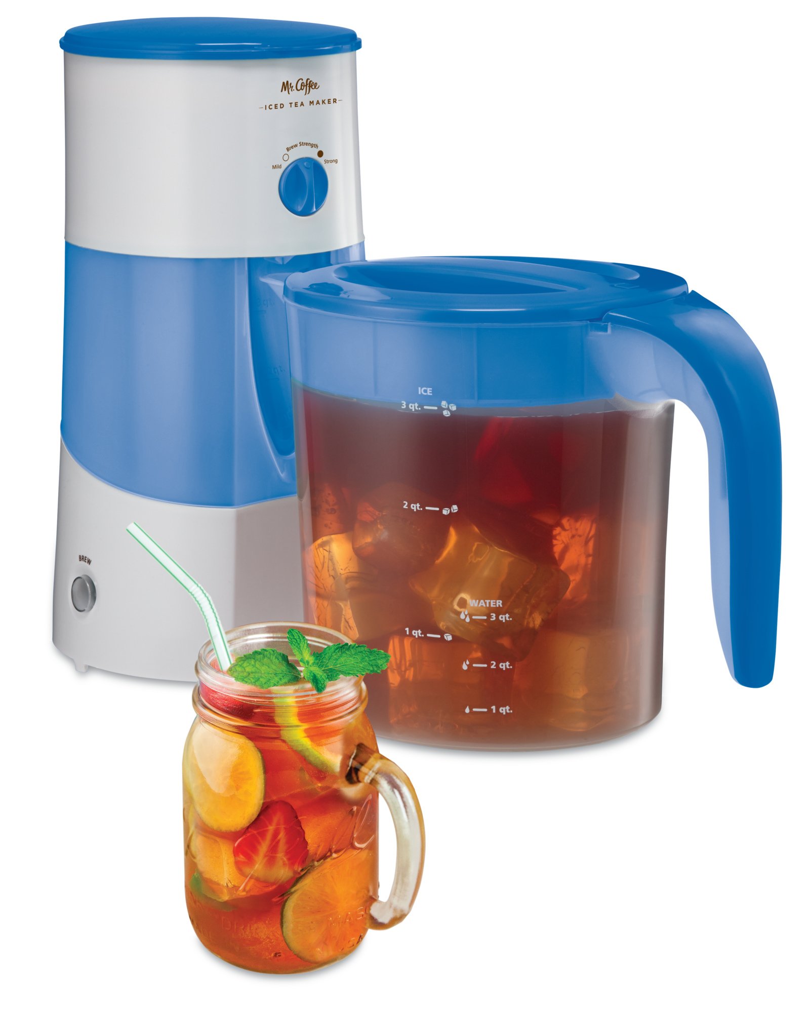 Mr. Coffee 3-Quart Iced Tea & Coffee Maker - Fast Brewing, Easy to Use, BPA Free - Perfect for Summer Parties, BBQs & Family Gatherings (Blue)