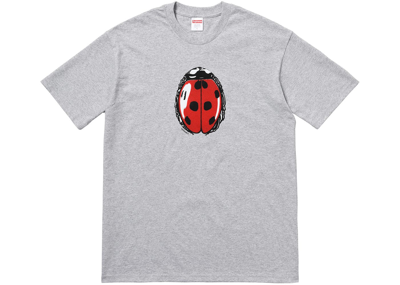 Supreme Ladybug Graphic T-Shirt for Women - Soft Heather Grey Cotton Tee - Casual Streetwear for Everyday Wear & Outfits