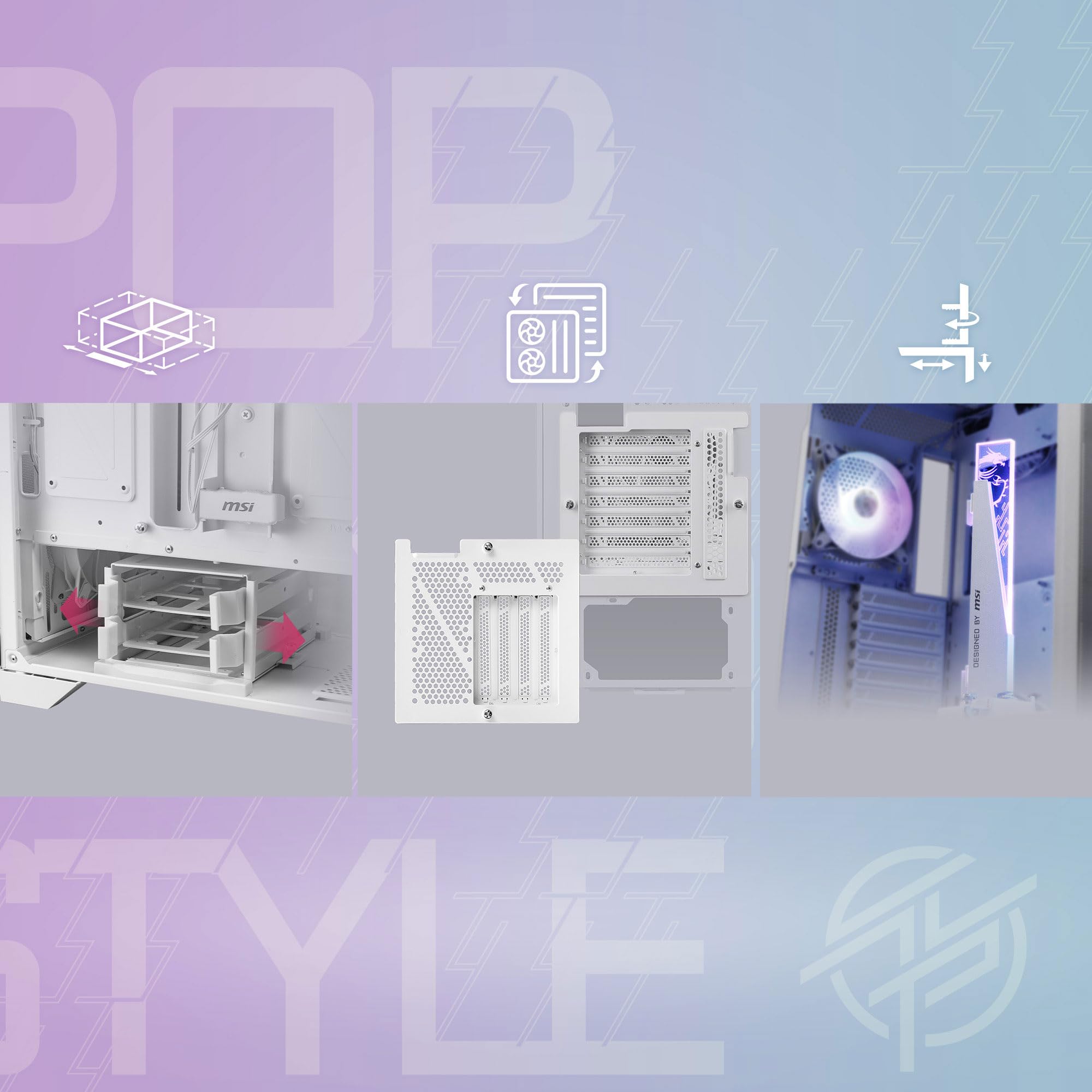 MSI MPG GUNGNIR 300R White Mid-Tower Gaming PC Case - Premium Tempered Glass Side Panel, 120mm ARGB Fans, 360mm Liquid Cooling Support - High Airflow White ATX Case for Gaming & Streaming Setup