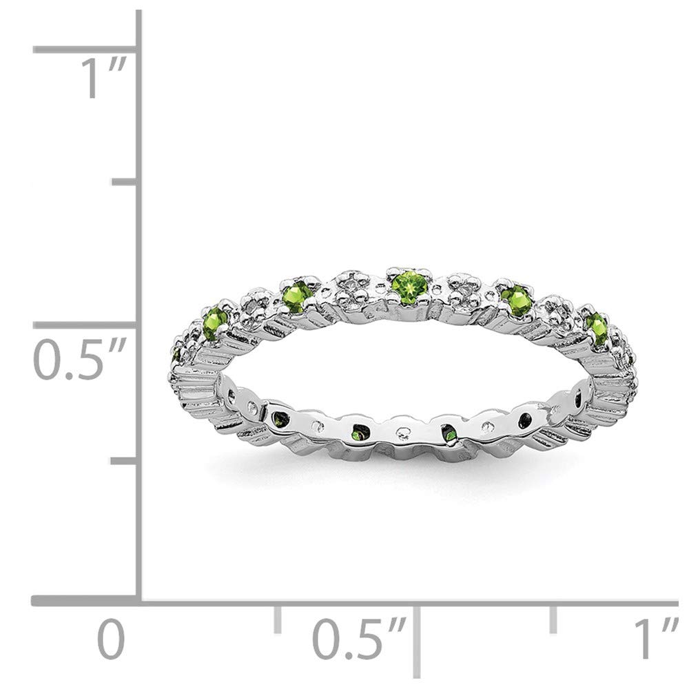 925 Sterling Silver Stackable Peridot Green August Birthstone Ring with Diamonds (0.04 cttw) - Perfect for Everyday Wear, Anniversary Gifts & Stackable Jewelry Collection