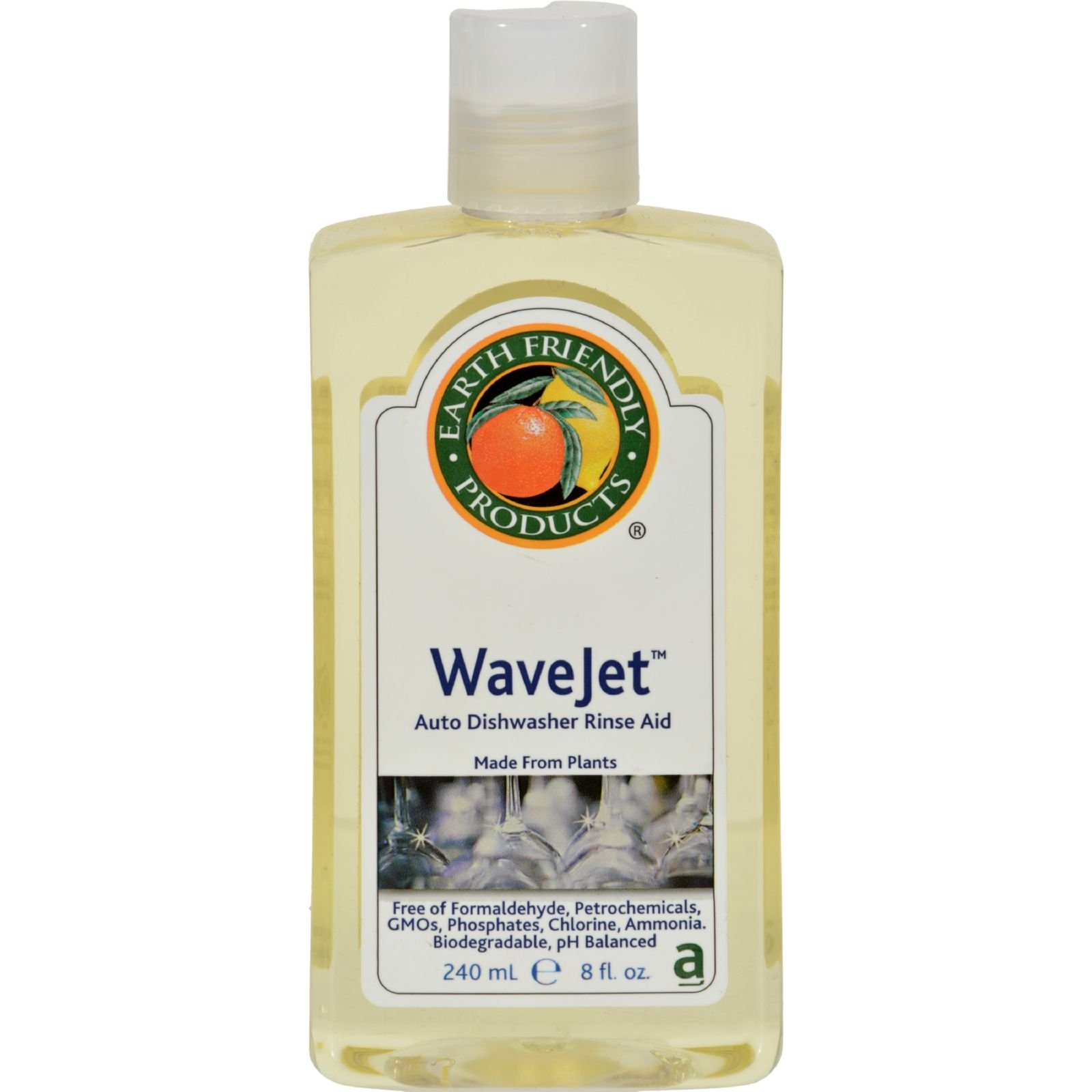Eco-Friendly Wave Jet Automatic Dishwasher Rinse Aid - Plant-Based Formula - 8 fl oz (4-Pack) - Gentle on Dishes & Environment for Sparkling Clean Results in Every Wash