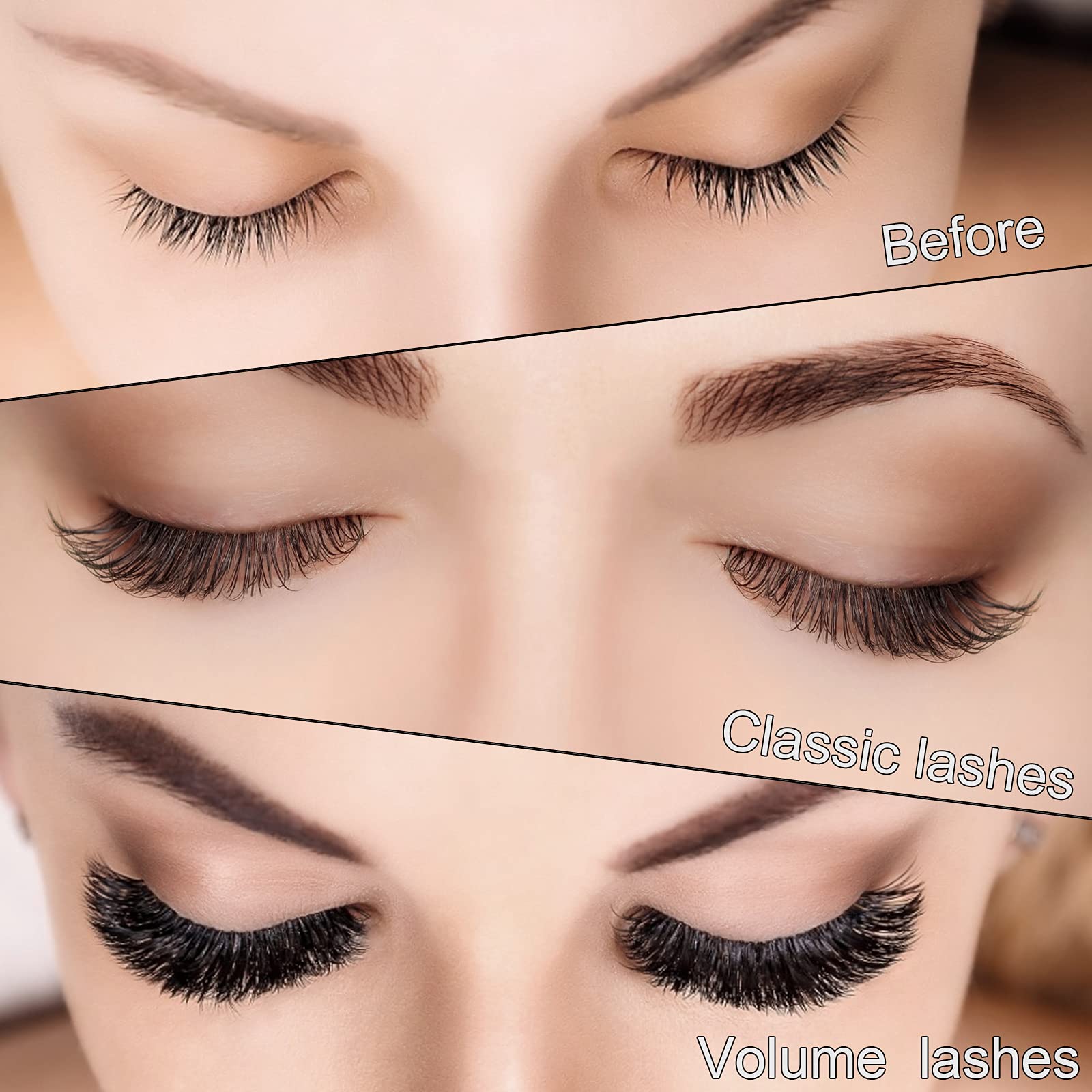 Premium Classic Eyelash Extensions - 0.15/0.18/0.20mm Individual Lashes with C/D Curl (D-0.18, 16mm) for Natural Volume & Length - Perfect for Bridal, Party & Everyday Glam Looks