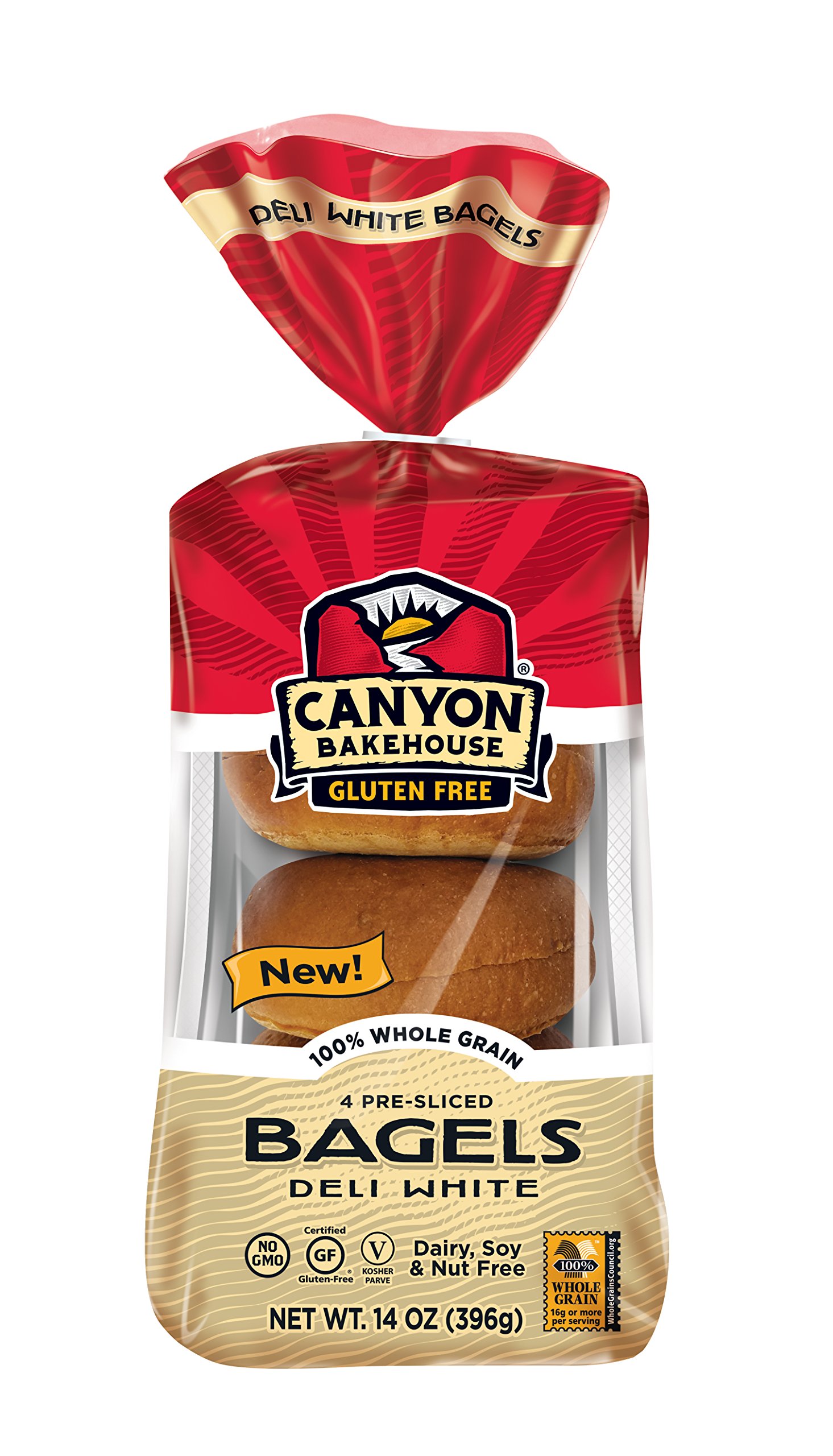 Gluten Free Bagels - Canyon Bakehouse Deli White Bagels, 100% Whole Grain, Fresh, 4 Pack | Perfect for Breakfast, Sandwiches & Healthy Snacks