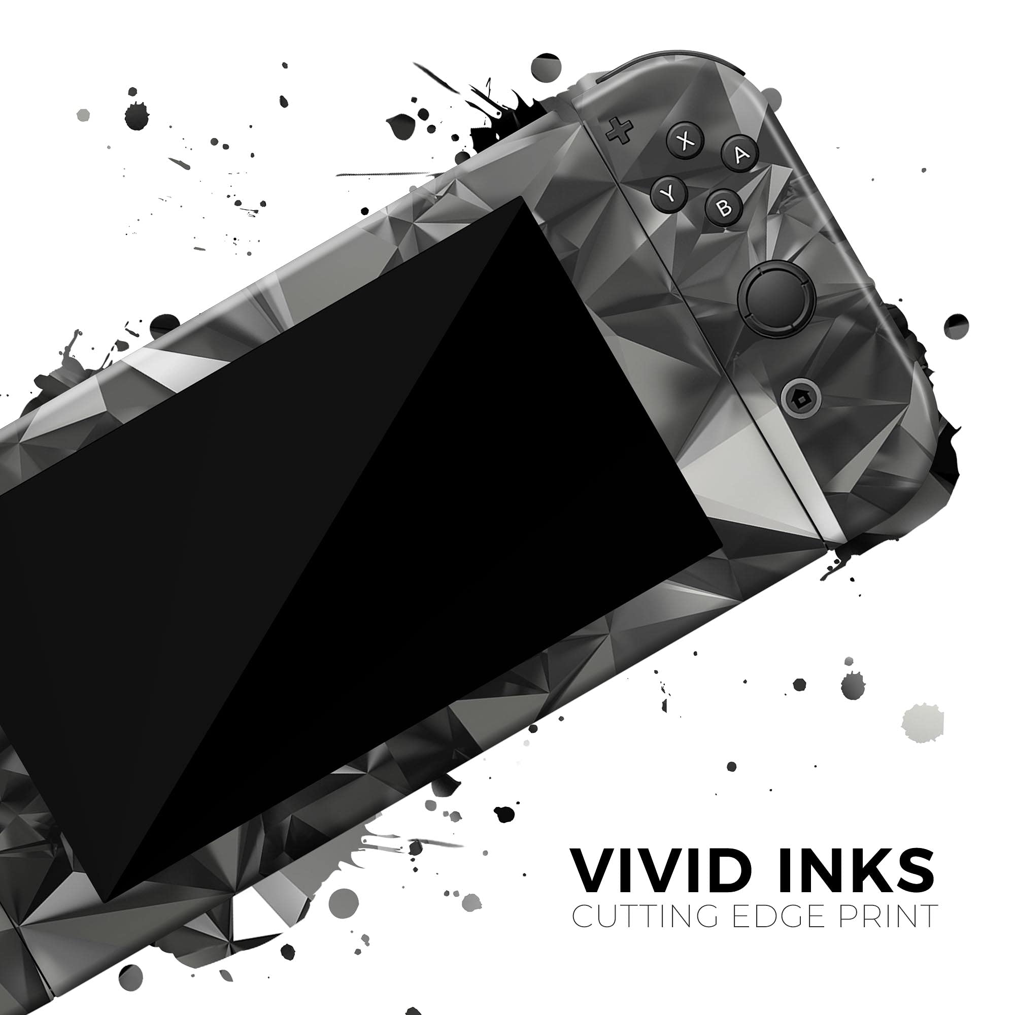 Nintendo Switch Pro Controller Skin - Black 3D Diamond Vinyl Wrap Cover | Scratch-Resistant, Removable Decal Protector | Perfect for Gaming Protection & Customization