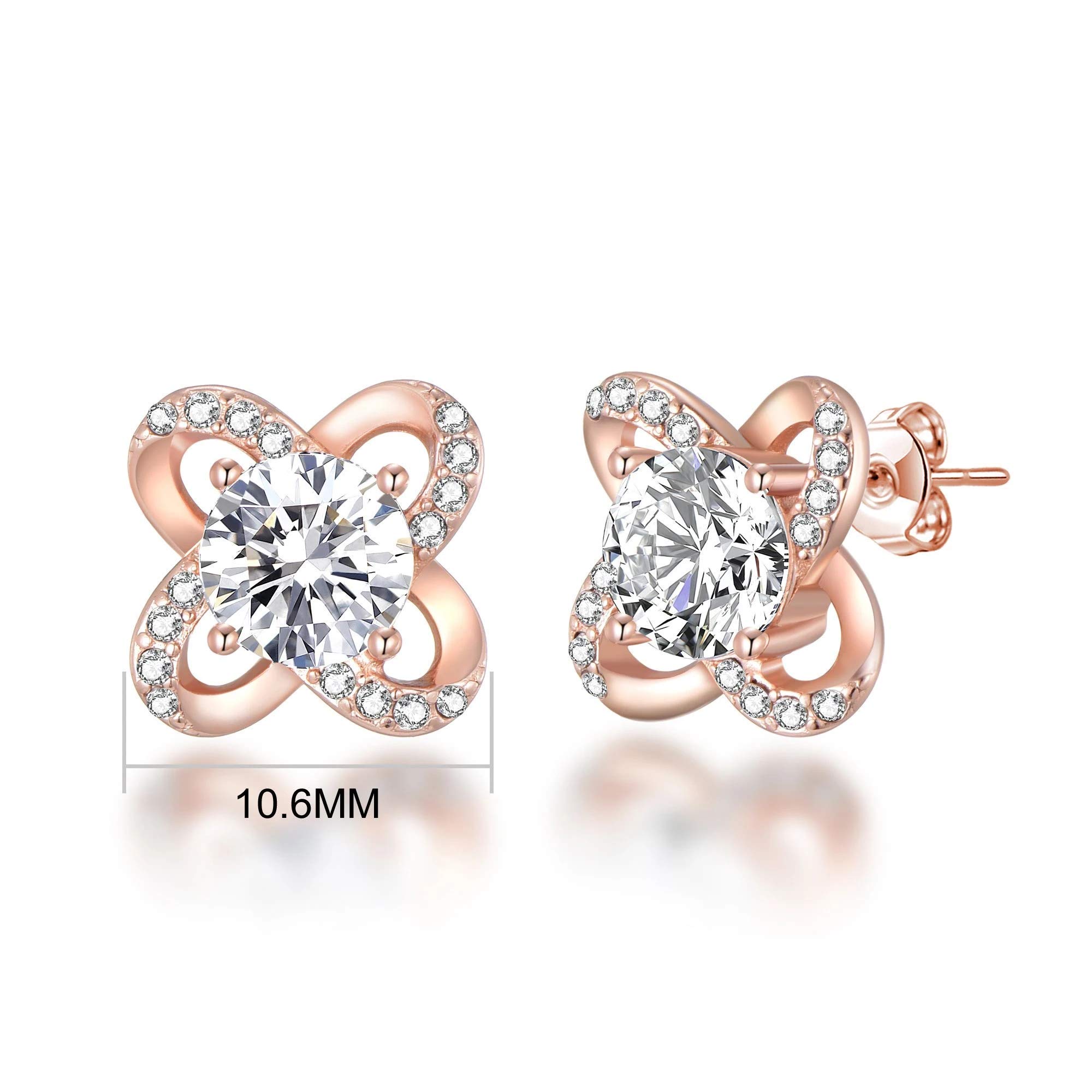 Philip Jones Rose Gold Plated Zirconia® Crystal Orbit Earrings for Women - Elegant Dangle Hoop Earrings for Party, Wedding & Everyday Wear