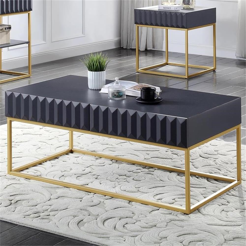 Giffore Metal 2-Piece Coffee Table Set - Antique Blue for Living Room Decor
