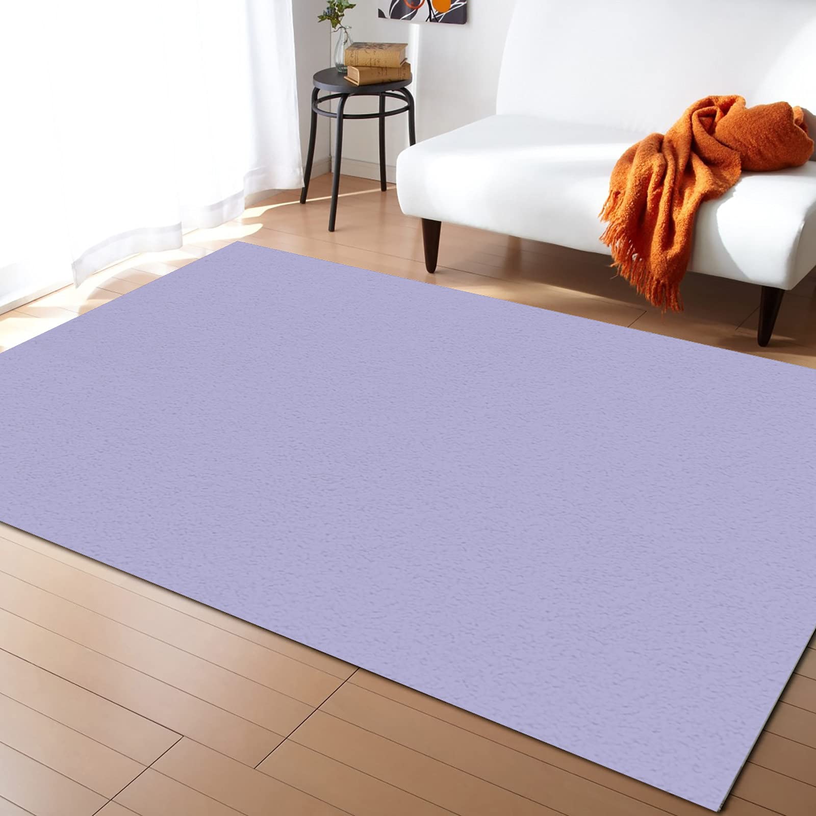 4x6 Solid Color Non-Shedding Washable Area Rug - Minimalist Purple Floor Mat for Living Room, Bedroom, Dining & Kids Room Decor | Durable Art Backdrop & Runner Carpet for Home & Office Use