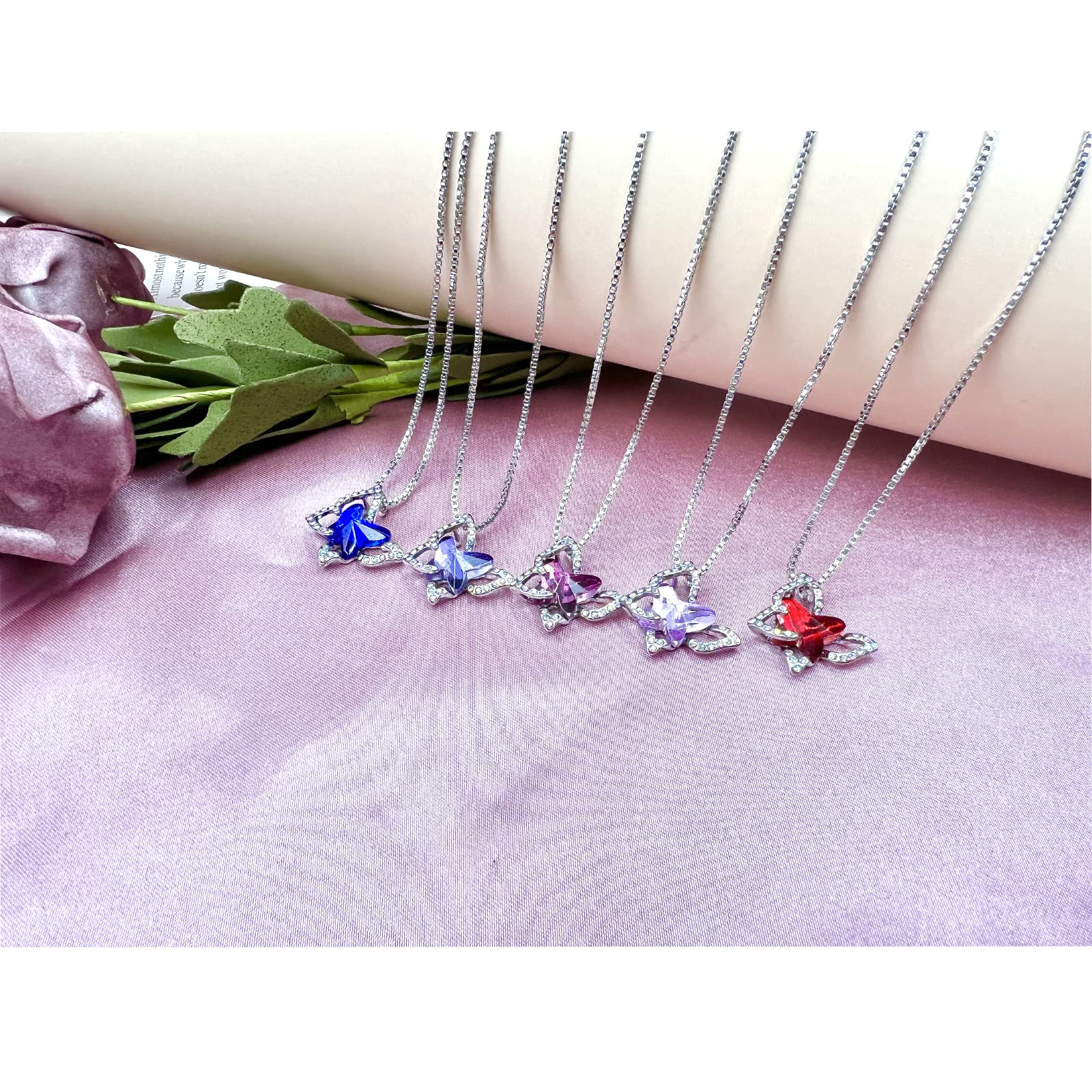 Butterfly Crystal Pendant Necklace - Bohemian Silver Tone Crystal Jewelry for Women | Elegant Gift for Her, Birthday, Anniversary & Special Occasions | Perfect for Parties, Weddings & Everyday Wear