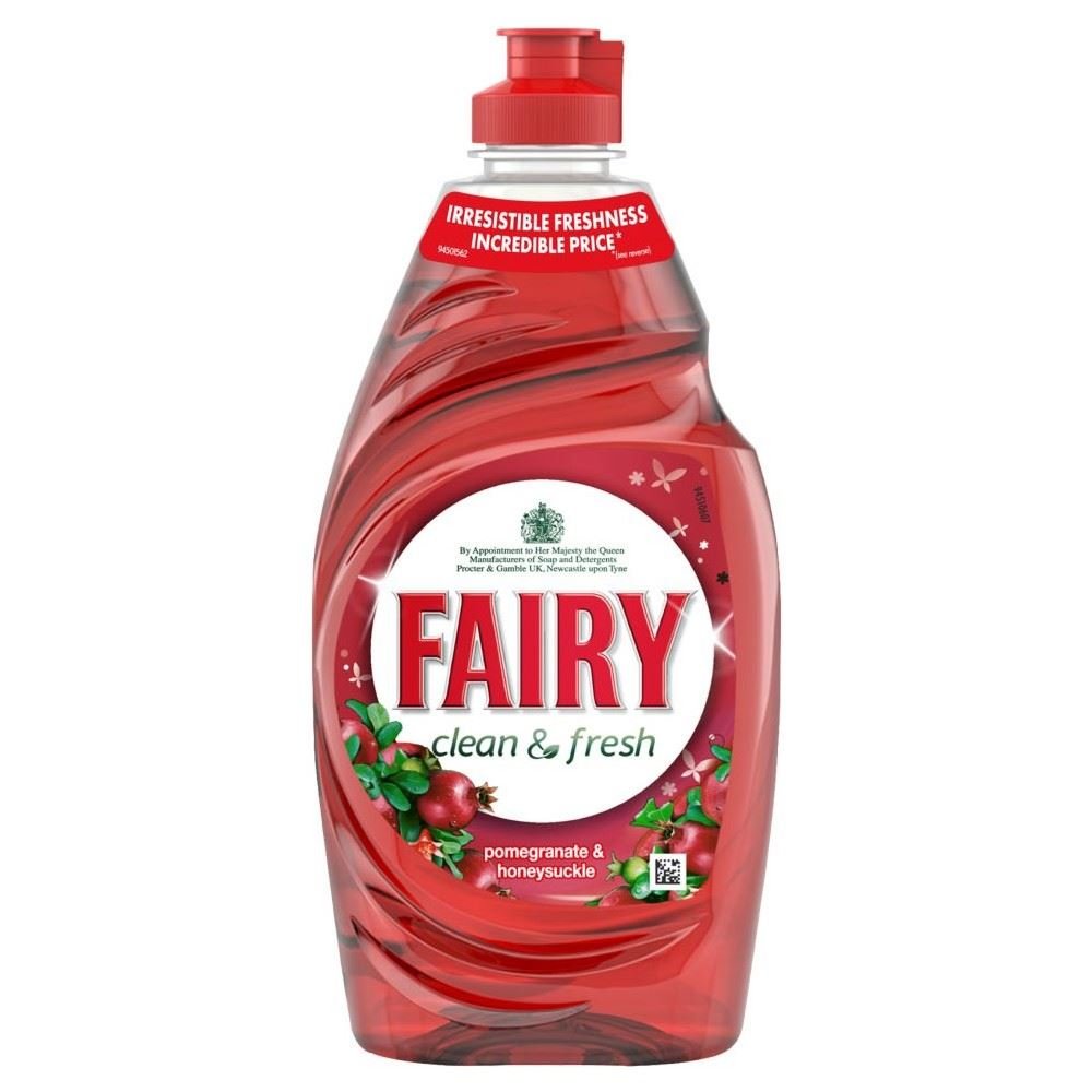 Fairy Pomegranate & Honeysuckle Dishwashing Liquid (14.6oz) - Gentle Plant-Based Formula for Hand Washing Dishes, Pots & Pans - Perfect for Kitchen, Camping & RV Use