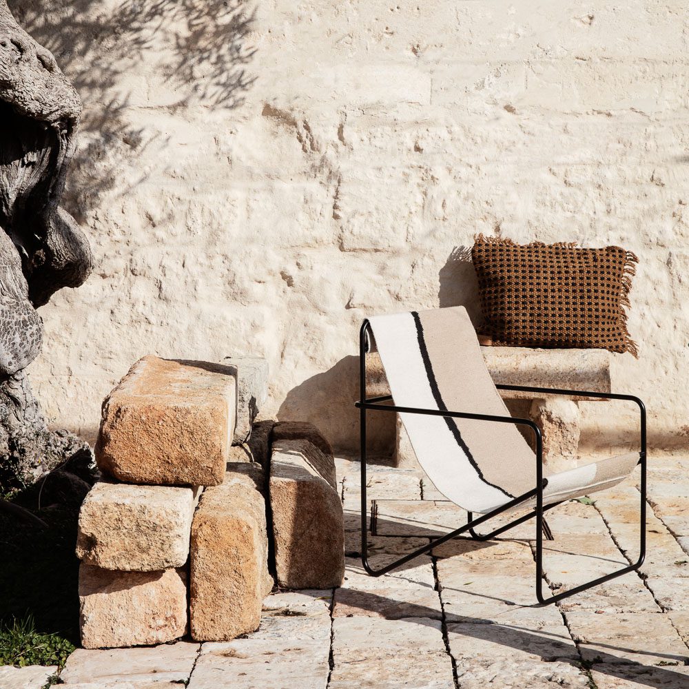 FERM LIVING Desert Indoor Outdoor Lounge Chair - Black/Soil - Modern Comfort for Patio, Garden, and Living Room Relaxation