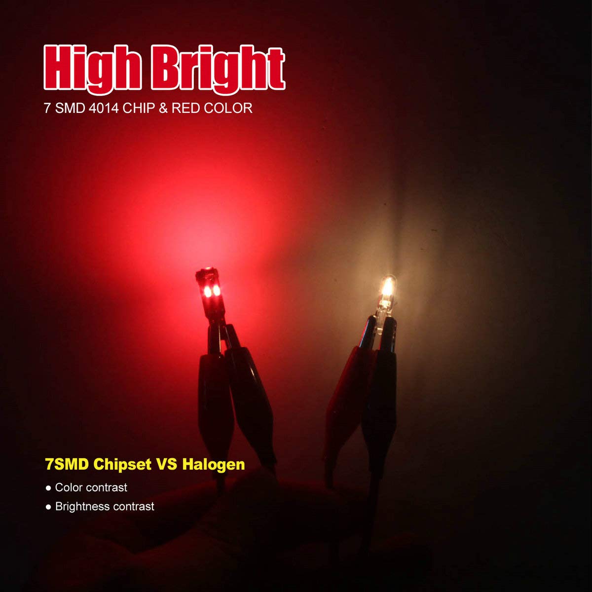 High Brightness Red T5 37 74 PC74 PC37 LED Bulbs with Twist Lock Socket - Dashboard Instrument Panel Gauge Cluster Light, Map Vanity Mirror & Glove Box Indicator Light Replacement - Perfect for Car Interior Lighting Upgrades