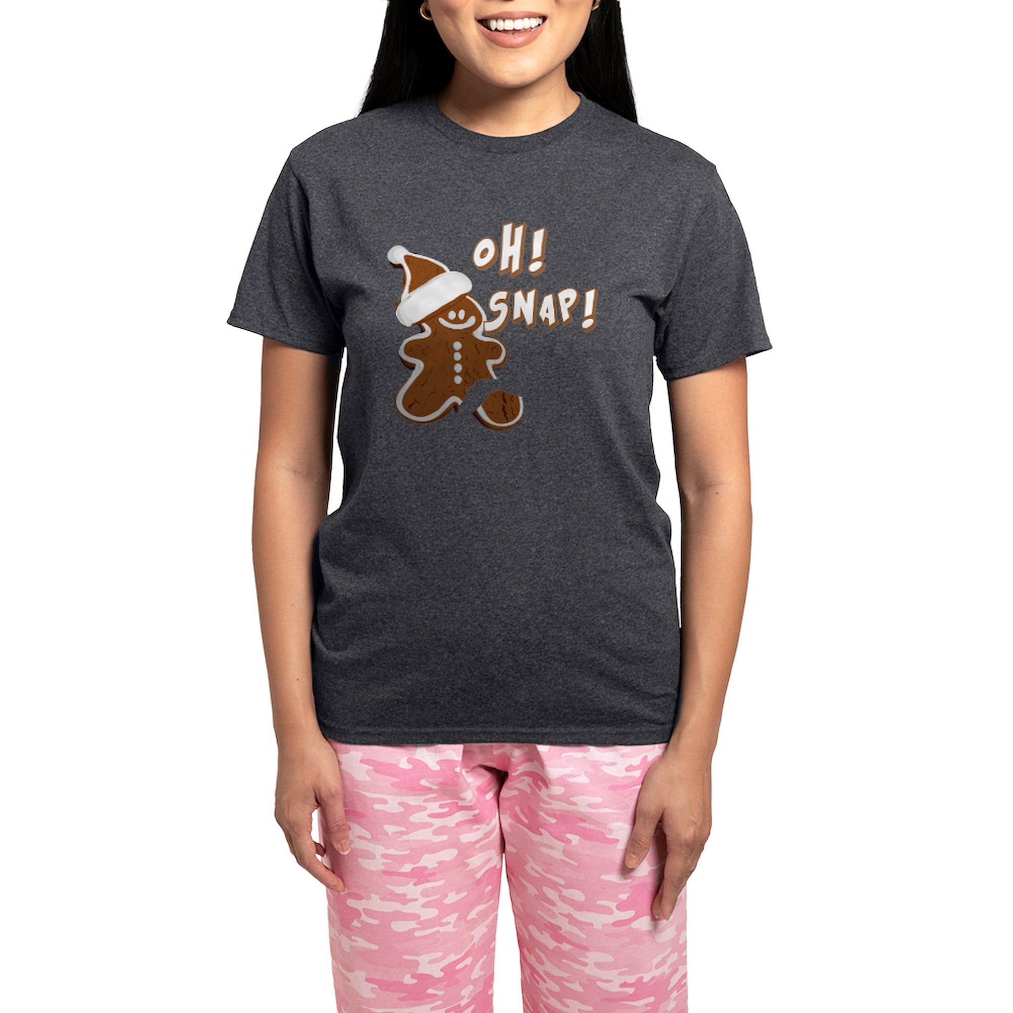 OH SNAP Gingerbread Man Women's Charcoal Pajama Set - Cozy Christmas Sleepwear for Holiday Parties & Family Gatherings