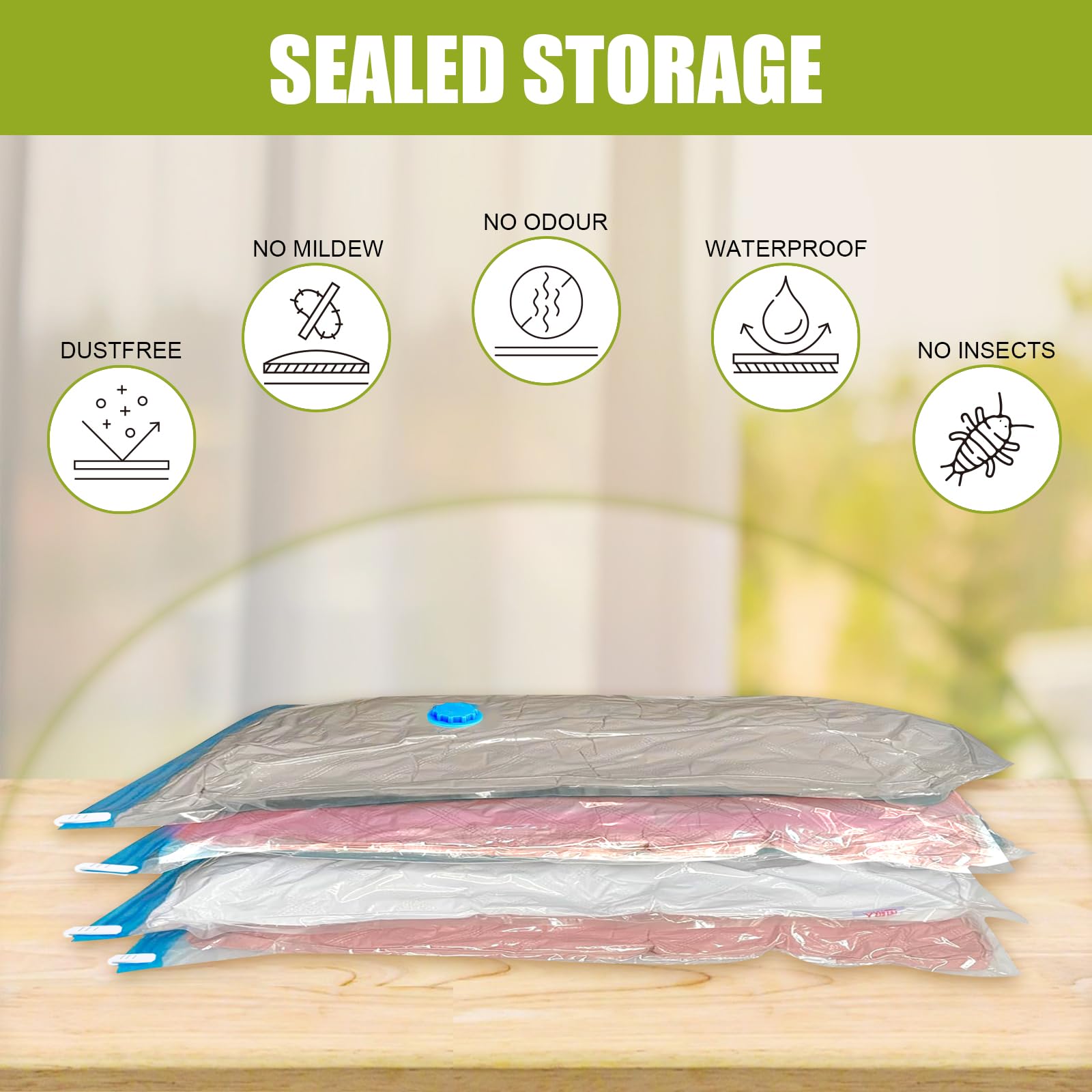 7-Pack Jumbo Vacuum Storage Space Saver Bags | Compressed Sealer Bags for Clothes, Comforters, Beddings & Blankets | Includes Hand Pump | Perfect for Seasonal Storage, Travel & Home Organization