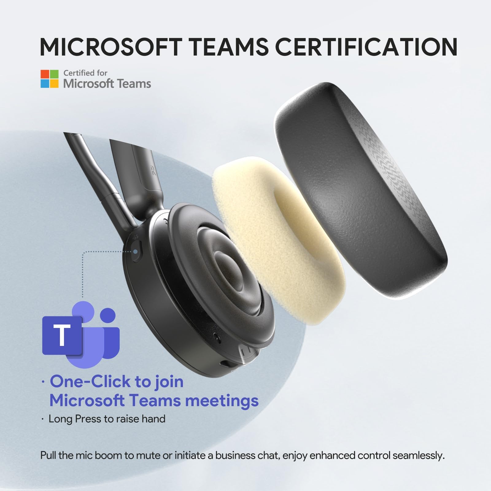 Yealink BH70 Wireless Bluetooth Headset with Microphone - 35H Battery Life, 3-Mic Noise Cancelling, Lightweight 147g for Office & Remote Work | Microsoft Teams Certified | USB-A | Perfect for Open Offices, Call Centers & Video Conferences