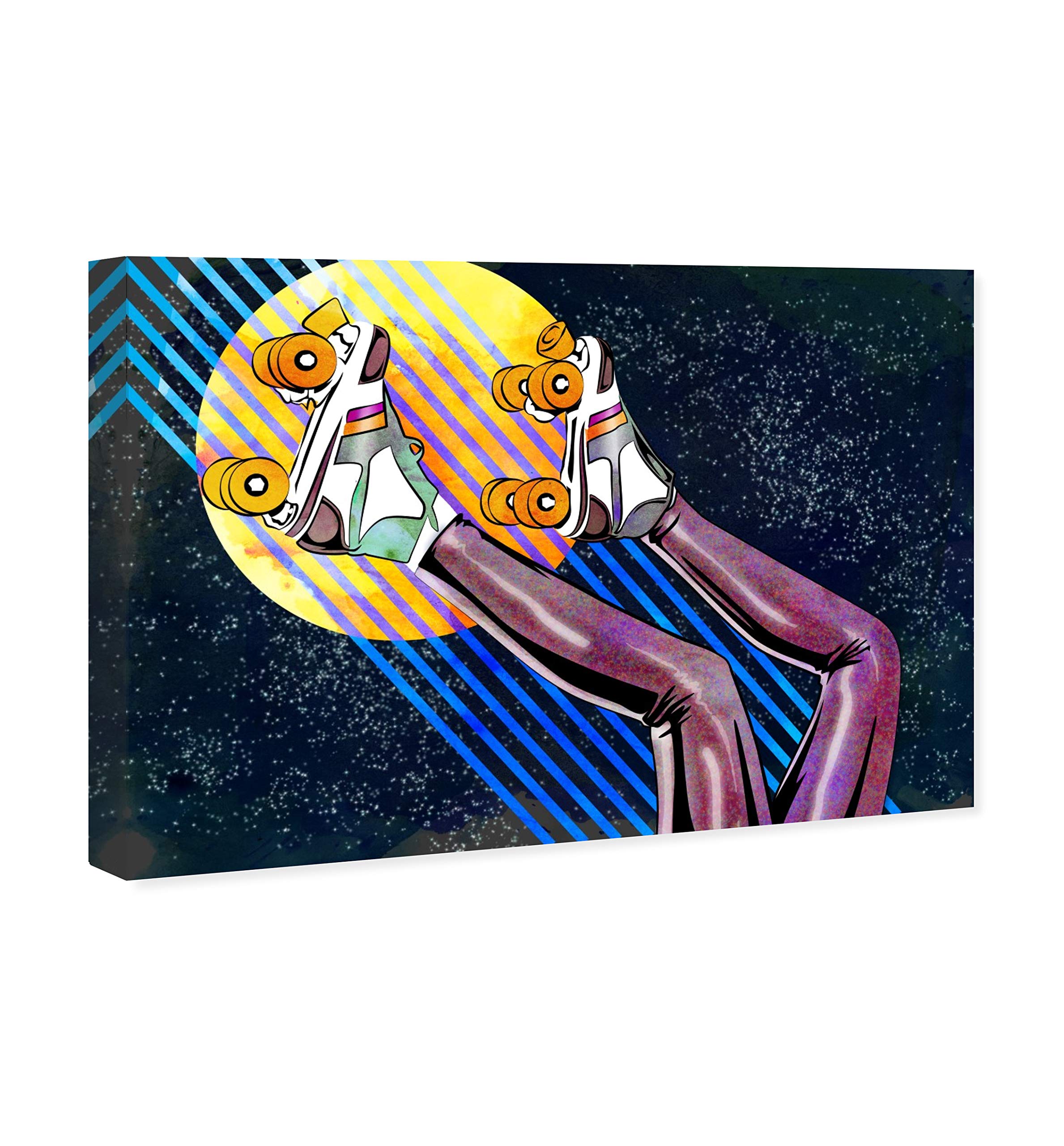 Oliver Gal Artist Co. 'Eighties Rollers' Retro Wall Art Canvas Print - 24x16 Inch Vibrant Purple & Yellow Home Decor - Perfect for Living Room, Bedroom & Office Wall Decoration