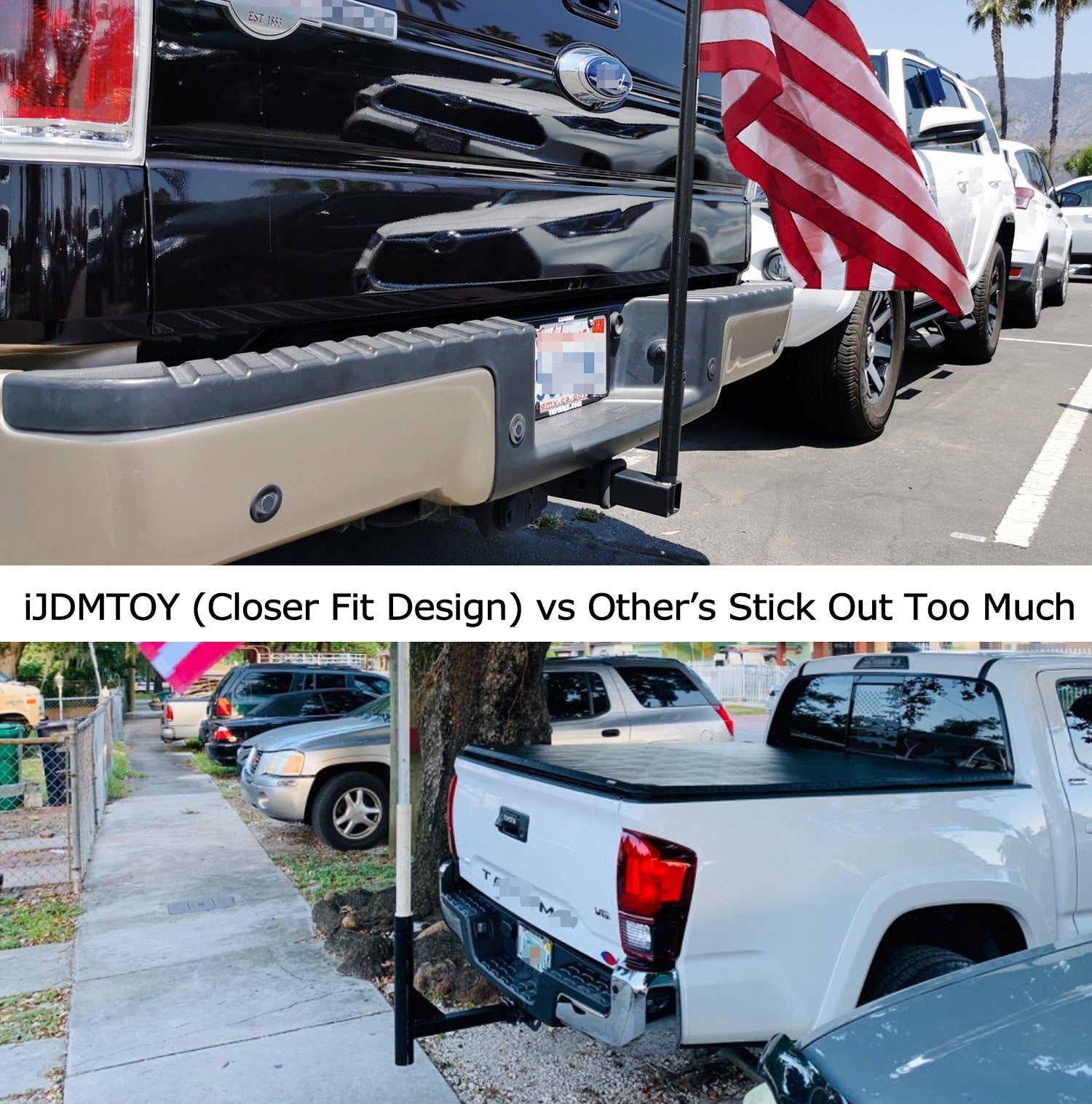 2 Inch Standard Tow Hitch Receiver Mount Flagpole Holder for Truck, SUV, Trailer - Heavy Duty Flag Pole Mount for Camping, Tailgating, Parades & Outdoor Events