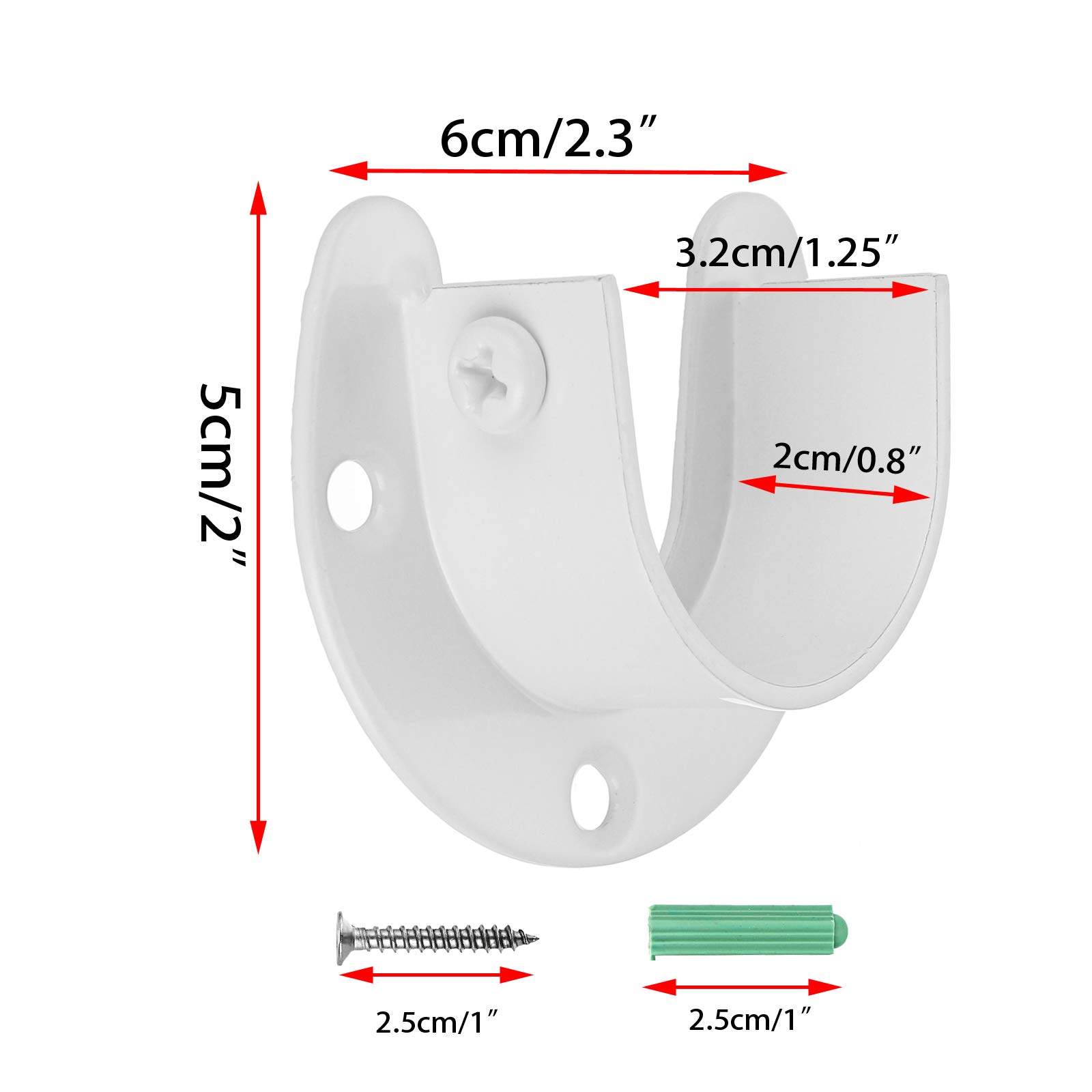 OwnMy 6-Pack Stainless Steel U-Shaped Closet Rod End Supports - 1-1/4