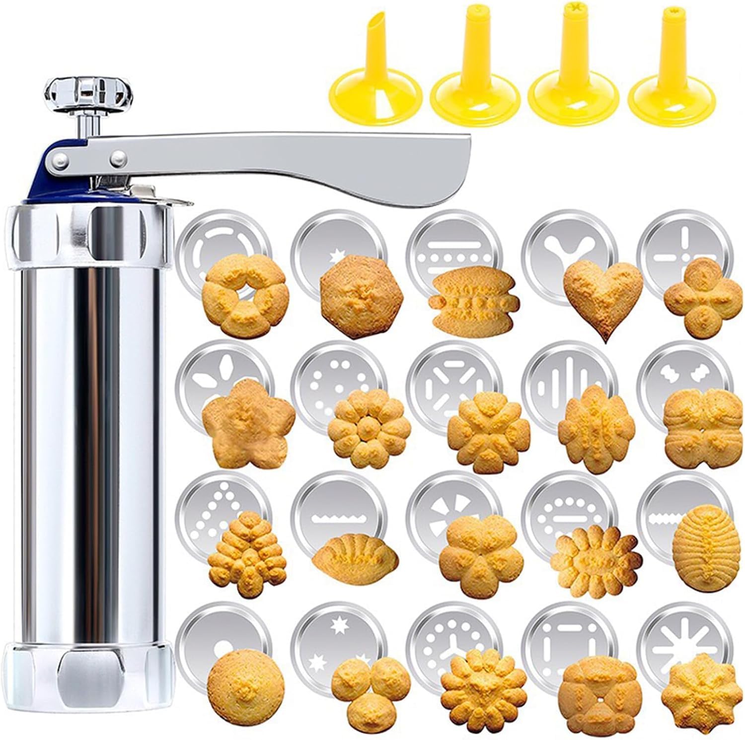 Best Cookie Press Gun for Baking - Stainless Steel DIY Biscuit Maker & Cookie Decorating Kit - Perfect for Christmas Party, Holiday Baking, and Homemade Cookie Gifts