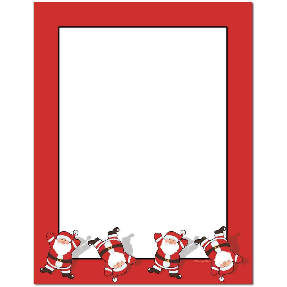 Tumbling Santa Letterhead Laser & Inkjet Printer Paper - 25 Sheets for Holiday Cards, DIY Crafts & Christmas Decorations